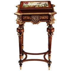 Antique J-P. Tahan Attributed, Louis XVI Style Veneered Wood Jewel Table