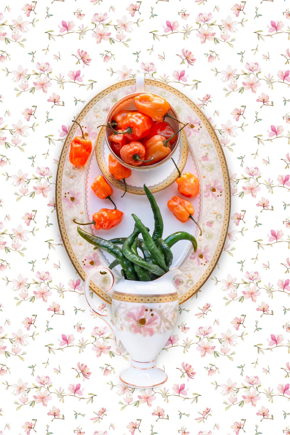 JP Terlizzi Still-Life Photograph - Noritake Blooming Splendor with Pepper, 2019