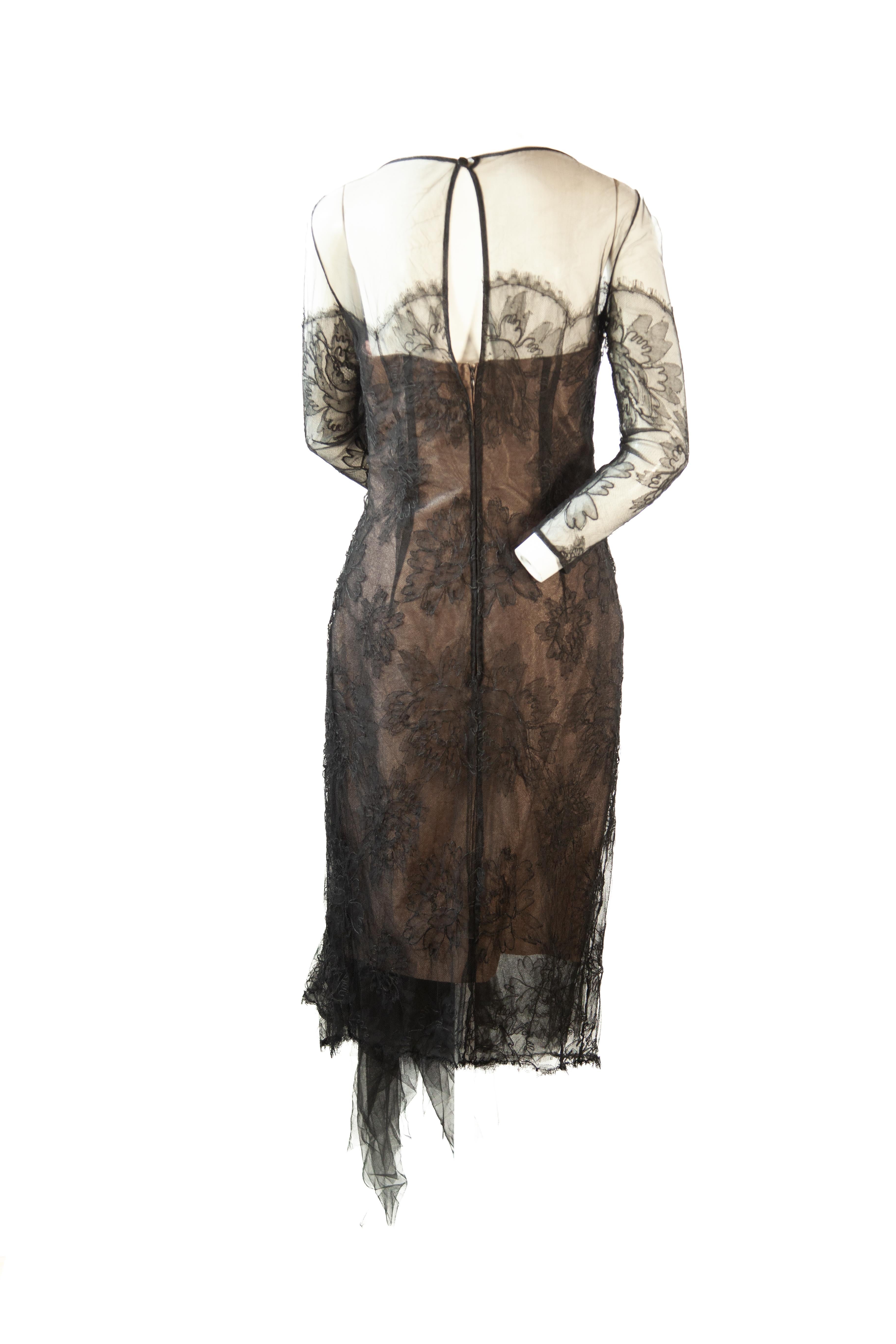 J. Perez Valette Black Lace Dress In Excellent Condition For Sale In Kingston, NY