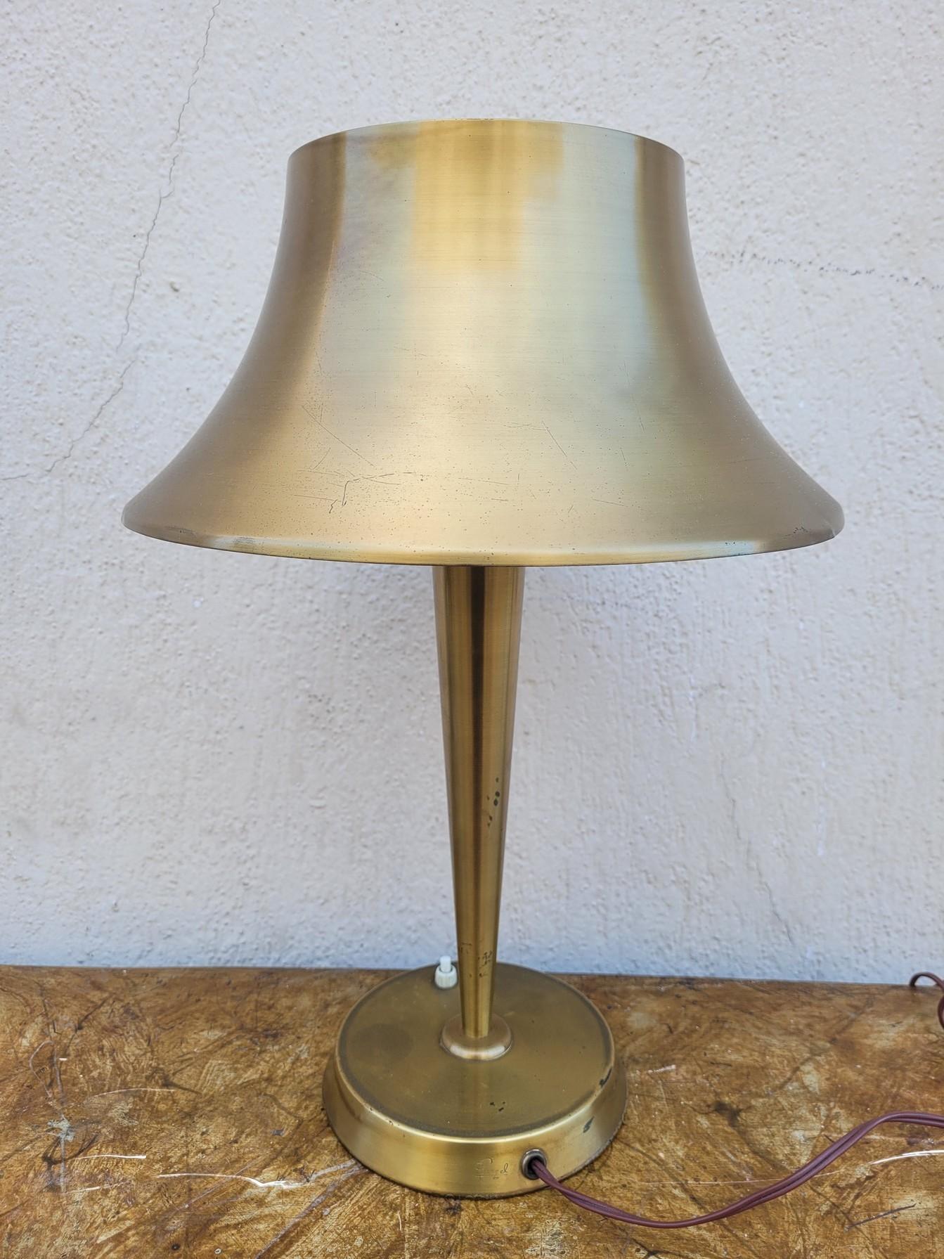 J Perzel, Brass Table Lamp, 20th Century In Good Condition For Sale In MARSEILLE, FR