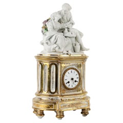 J. Petit Table Clock Porcelain France XIX Century