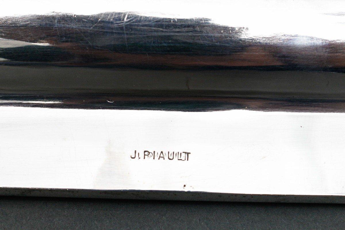 J. Piault - großes Serviertablett aus massivem Silber aus dem 19. im Angebot 5
