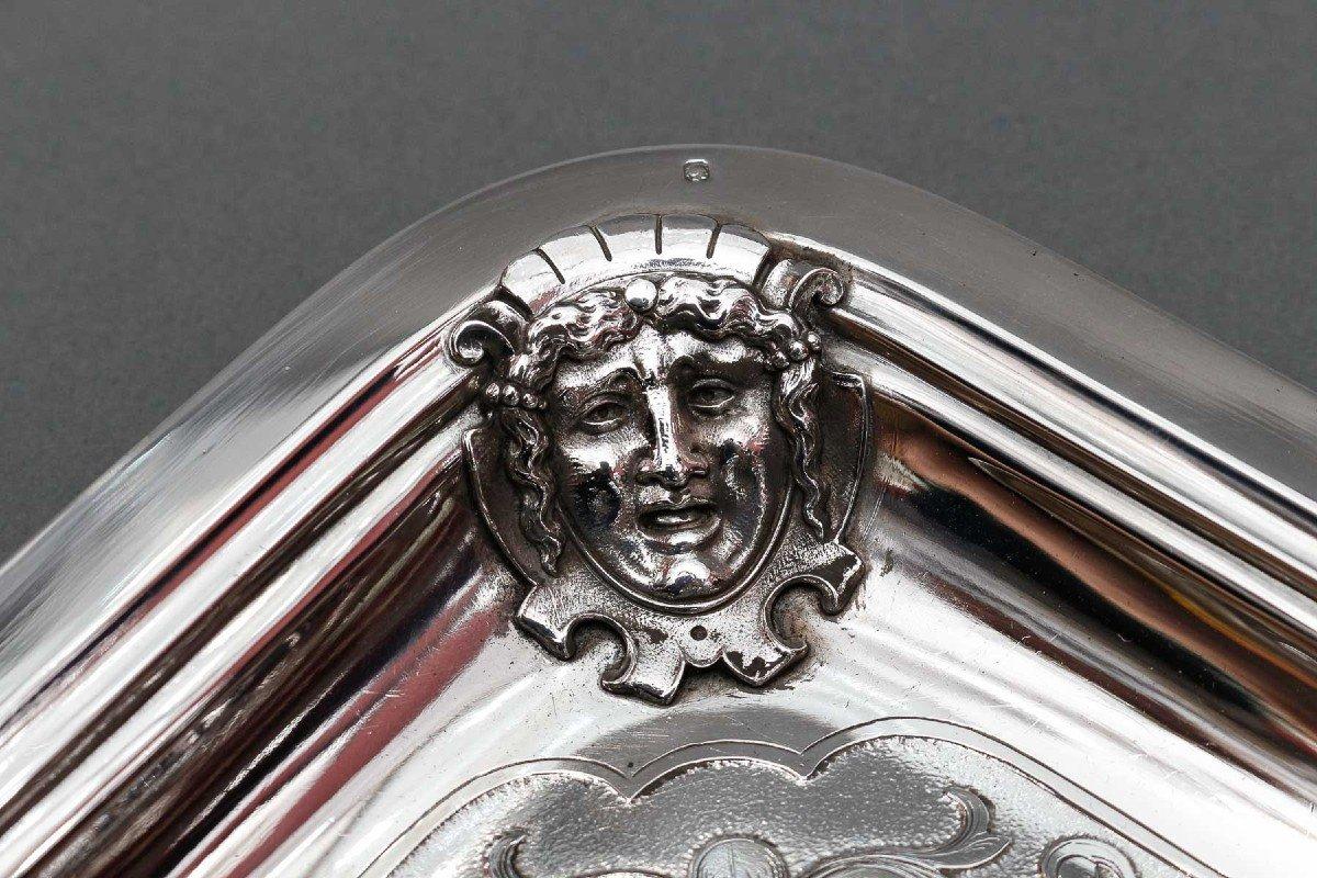 J. Piault - großes Serviertablett aus massivem Silber aus dem 19. (Napoleon III.) im Angebot