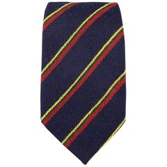 J. PRESS Navy Red Green & Yellow Striped Wool Tie