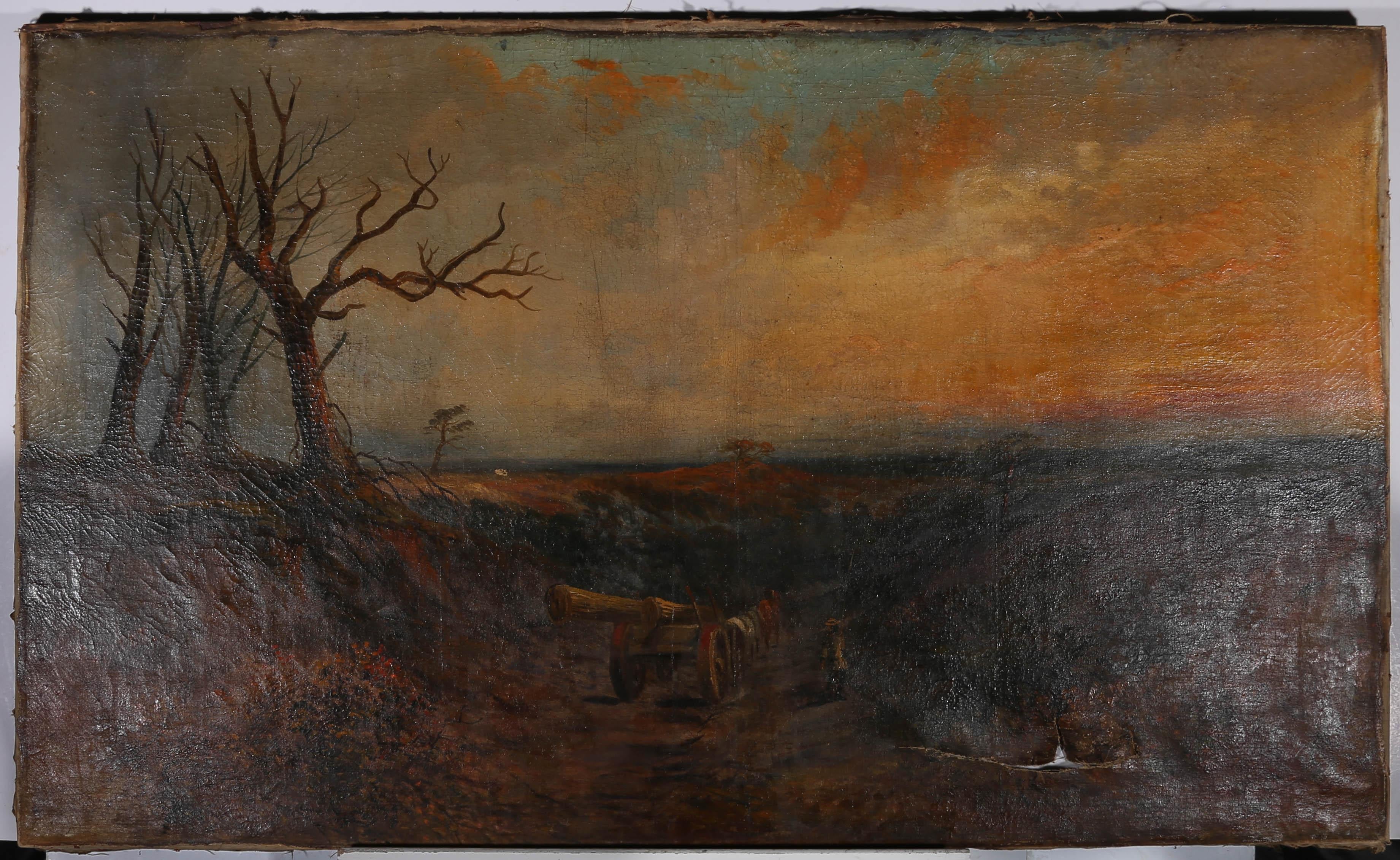 J. Prestor - For Restoration Late 19th Century Oil, Logging At Sundown For Sale 1
