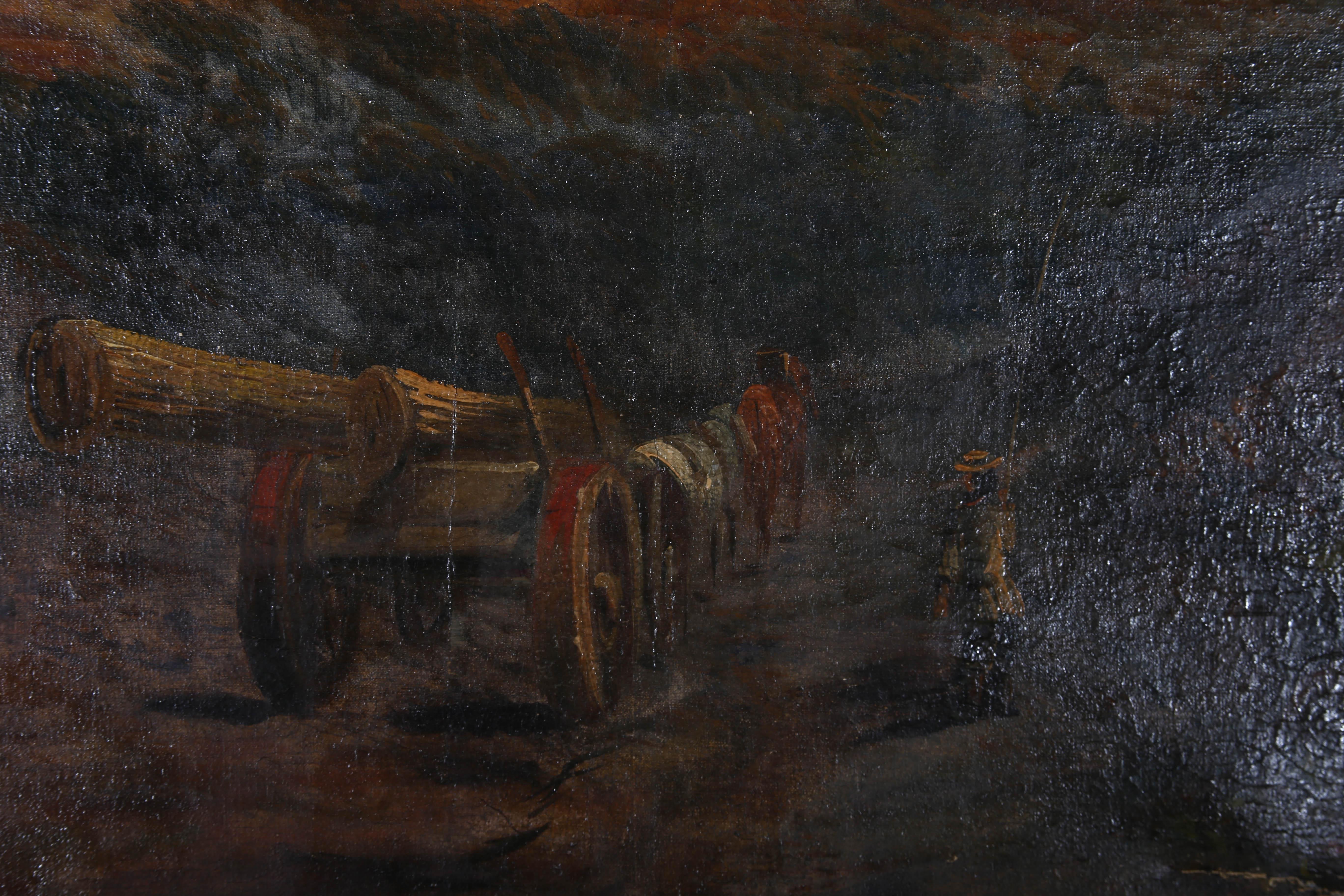 J. Prestor - For Restoration Late 19th Century Oil, Logging At Sundown For Sale 4