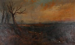 J. Prestor - For Restoration Late 19th Century Oil, Logging At Sundown