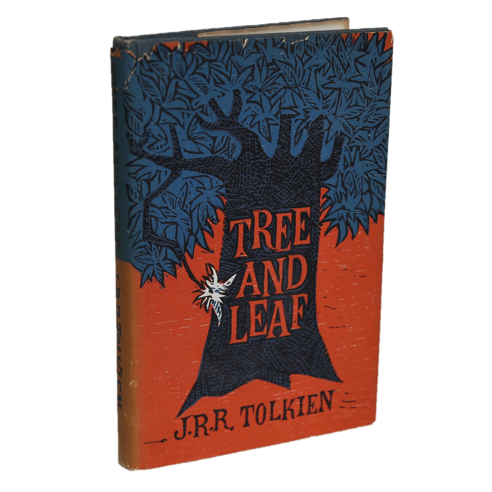 Tree and Leaf by J. R. R. Tolkien. Boston: Houghton Mifflin Company, 1965. First American Edition. Second Printing. 112 pages. Hardcover with dust jacket.

Tree and Leaf contains two works by J. R. R. Tolkien: a revised version of an essay called