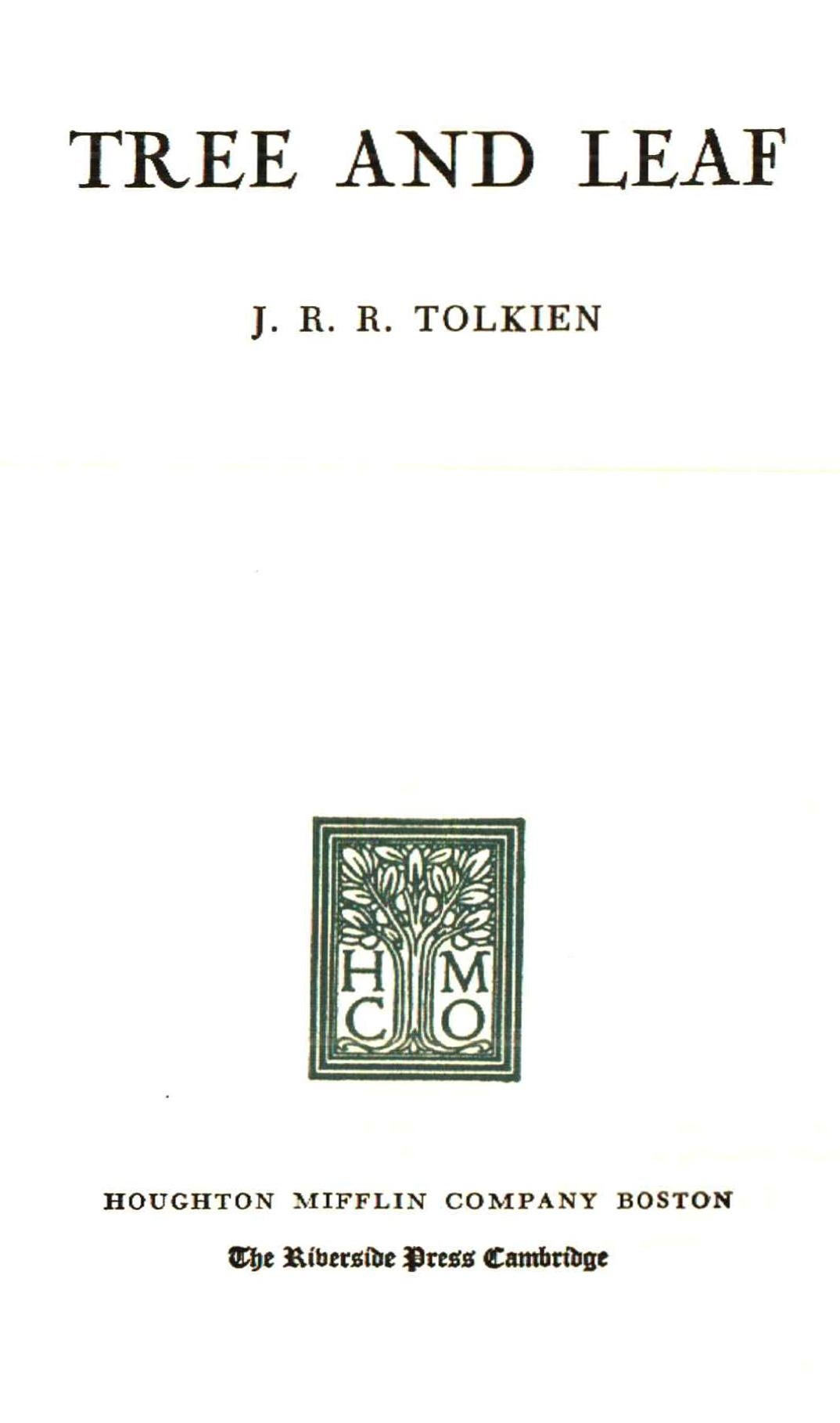 American J. R. R. Tolkien's Tree and Leaf, 1965 For Sale
