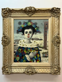 Vintage J. Raito Harlequin in the style of Picasso