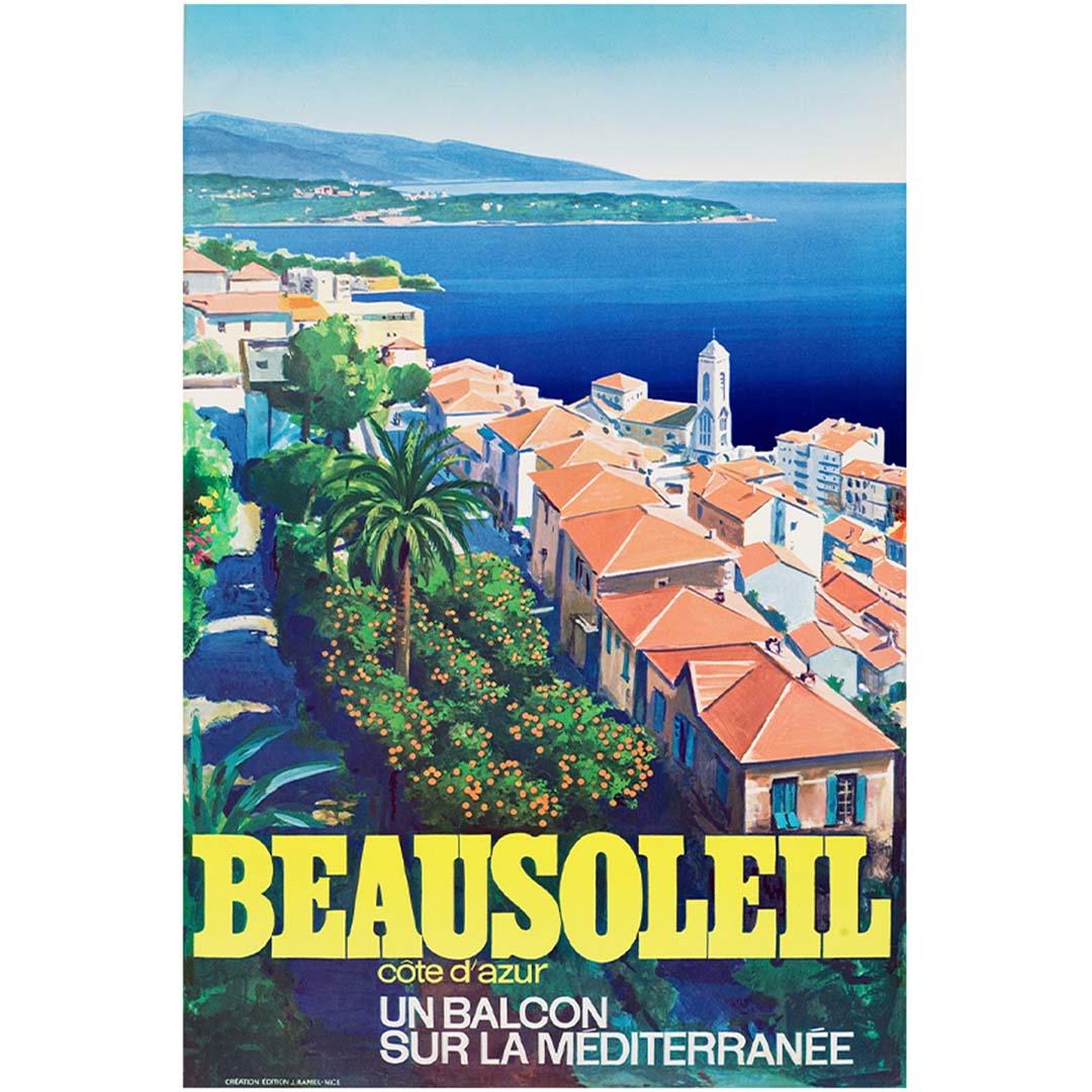 Circa 1960 Original advertising poster - The city of Beausoleil - French Riviera - Print by J. Ramel