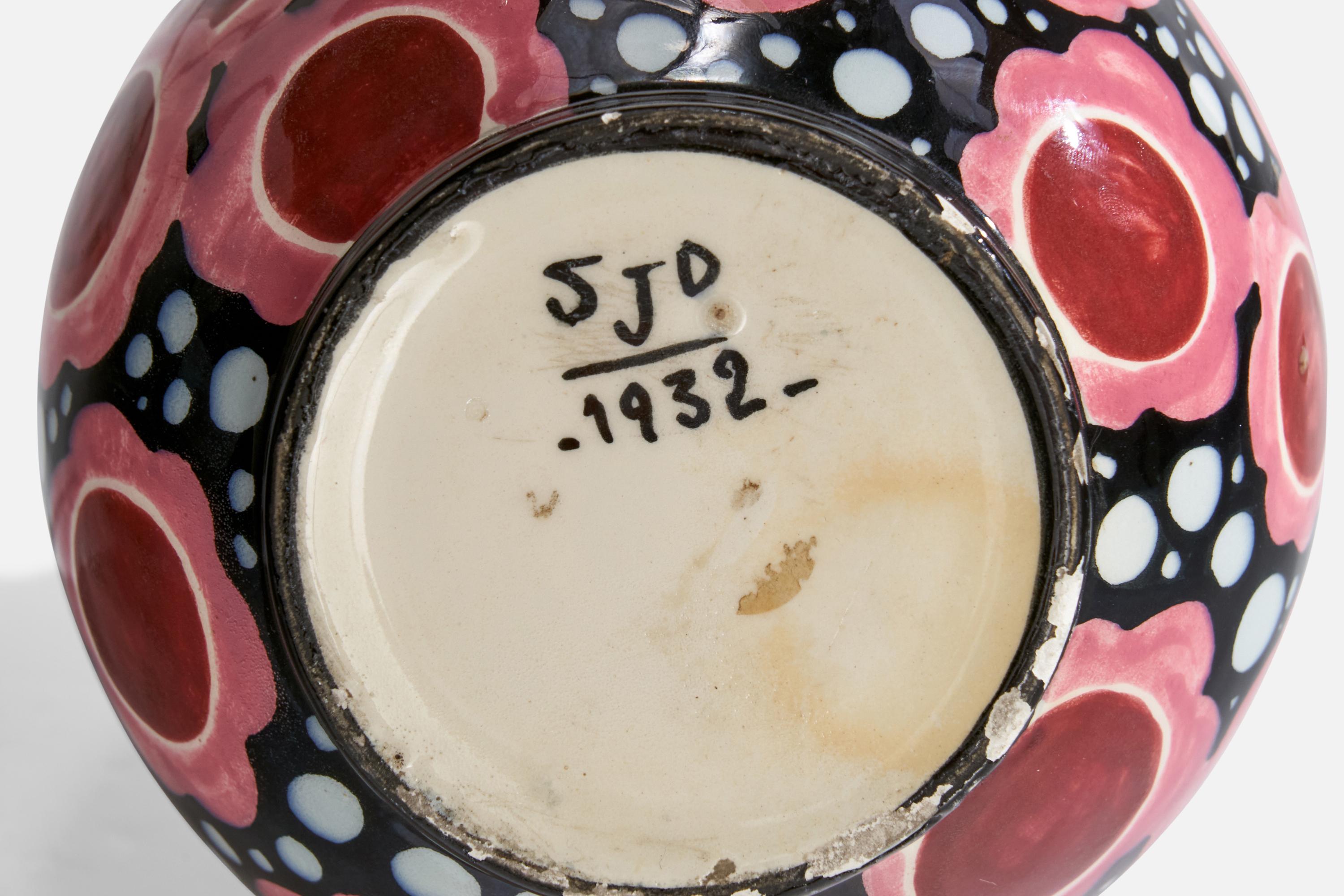 J. Raymond, Lámpara de mesa, cerámica, latón, Italia, 1932 en Bastante bueno estado para la venta en High Point, NC