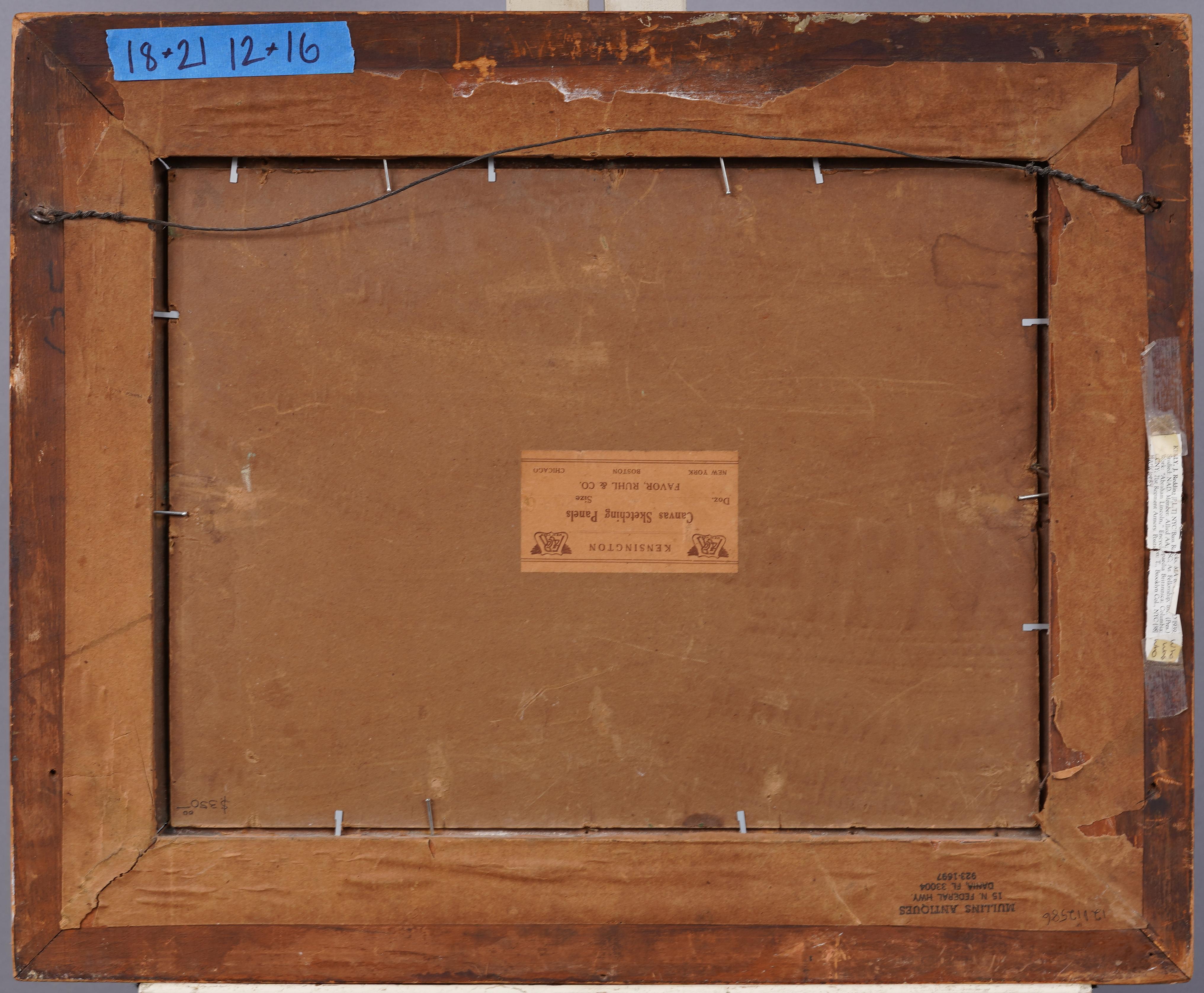 Antiguo paisaje marino impresionista americano Olas rompientes Pintura al óleo enmarcada en venta 3