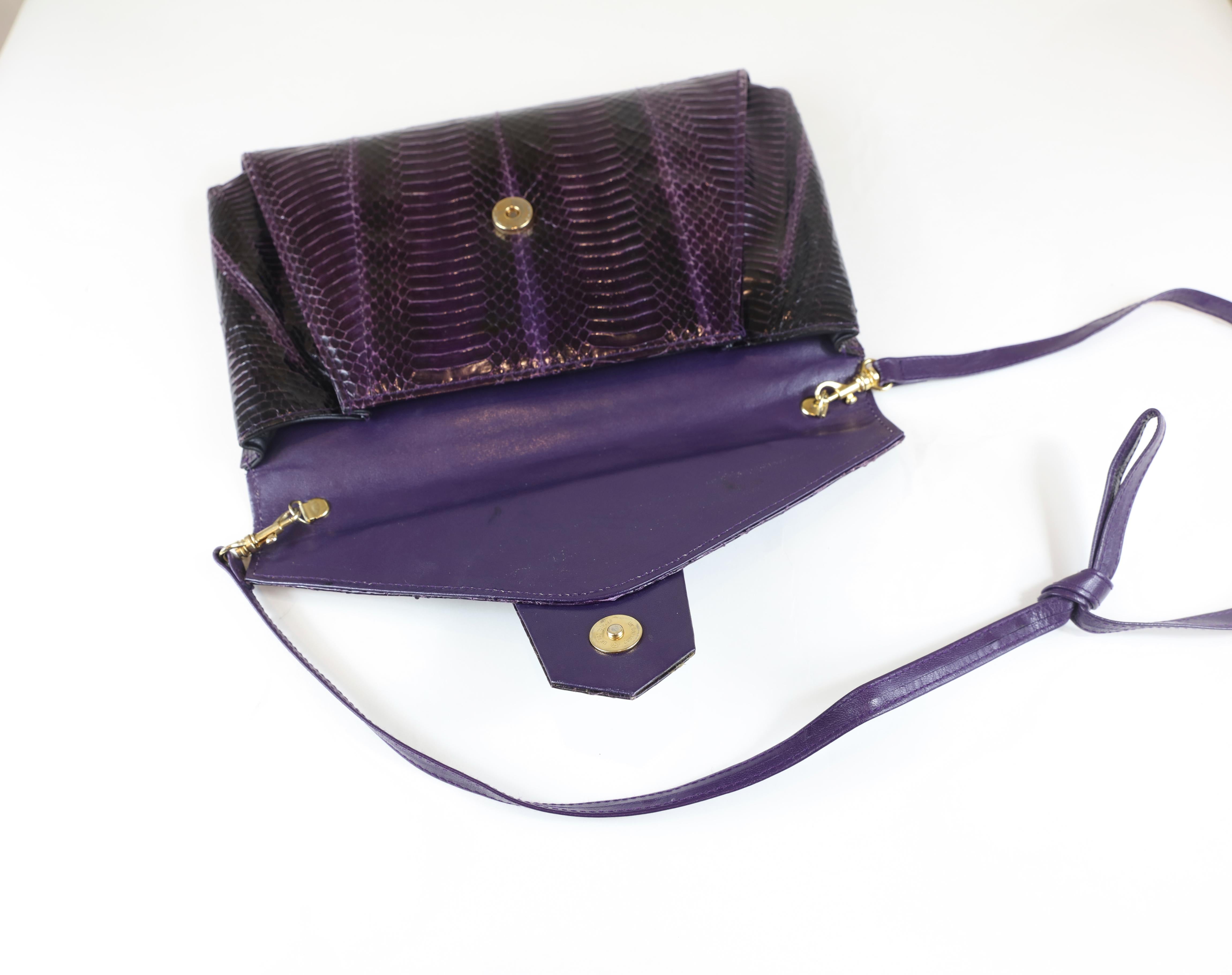 Black J. Renee Purple Python Evening Bag
