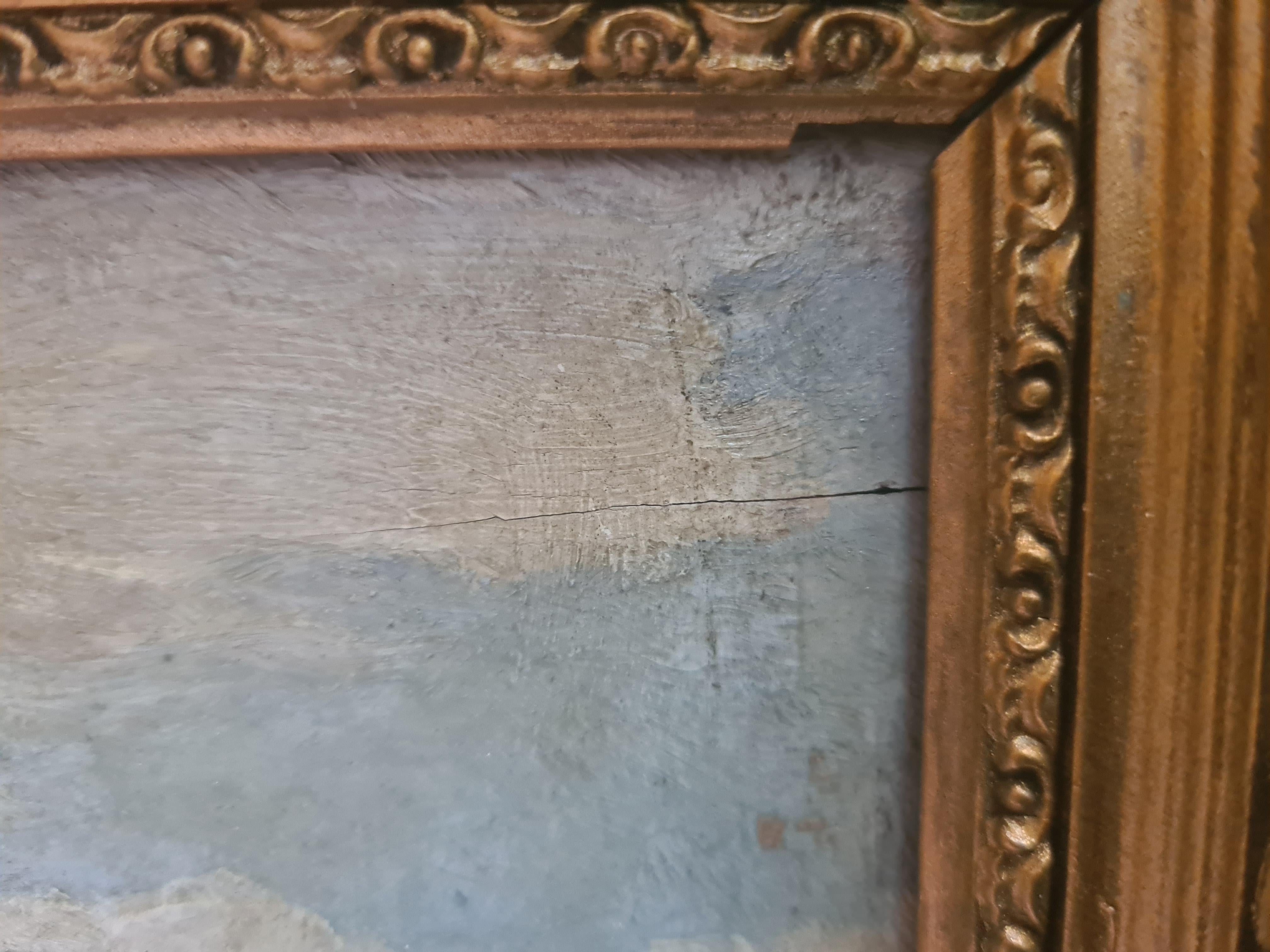 Paesaggio della Scuola di Barbizon, I pioppi. Olio su pannello di Wood. 6