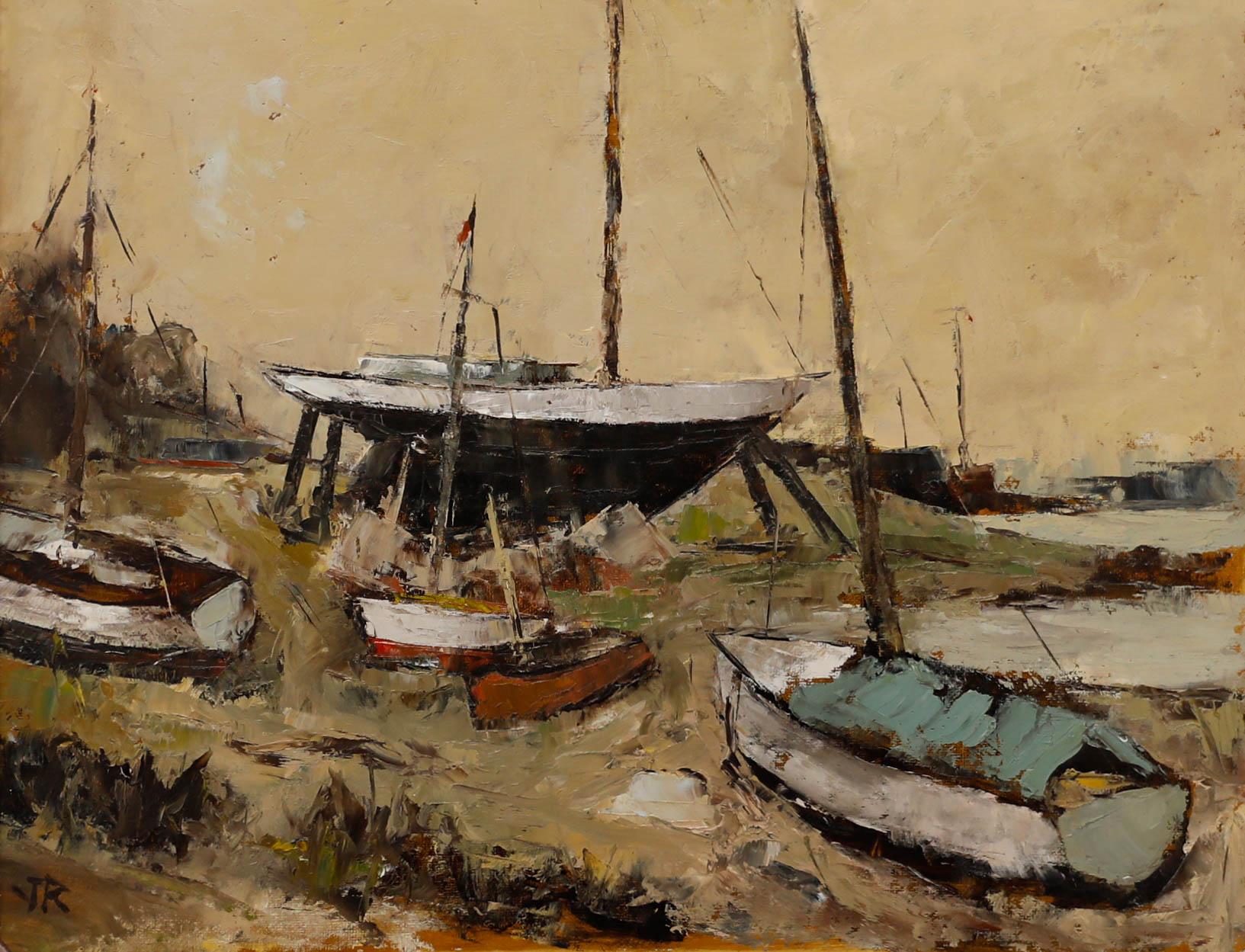 J. Richards - Olio contemporaneo incorniciato, Bassa Marea - Painting di J. Richardson