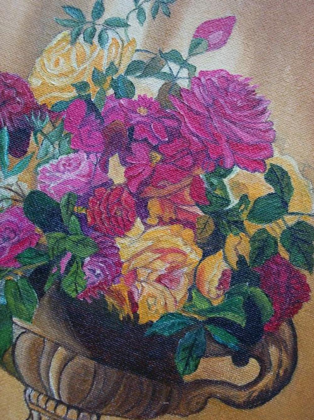 J. RILEY - Pintura Naturaleza Muerta Floral - Enmarcado - Canadá - Finales Siglo XX Arte popular en venta