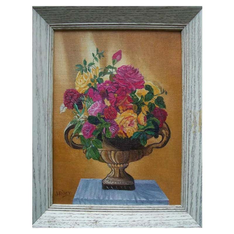 Dutch Oil Painting Still Life Floral Spray Gilt Frame For Sale at 1stDibs