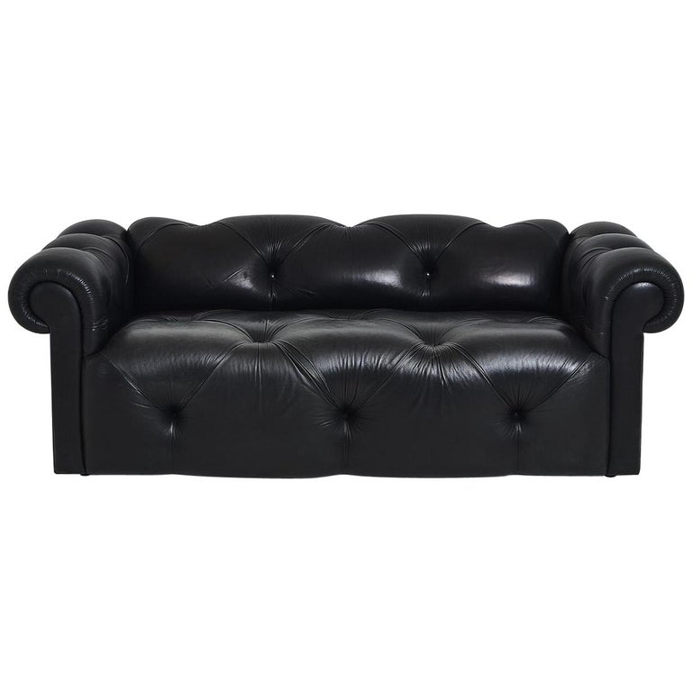 J Robert Scott Black Leather, Black Leather Tufted Sofa Set
