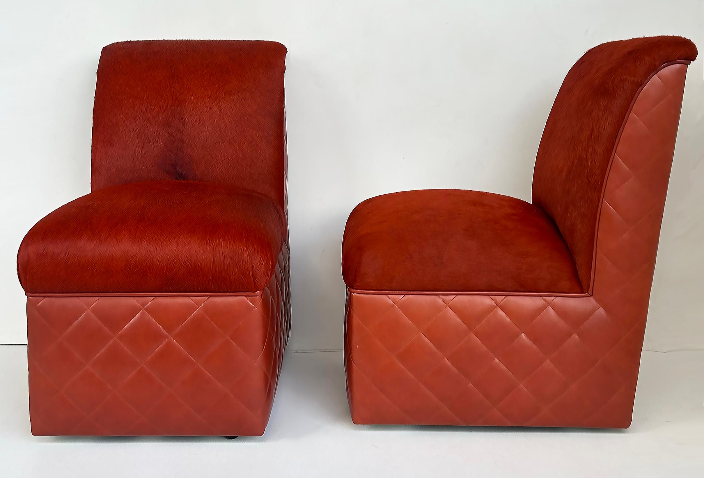 Moderne J. Robert The Scott chaises pantoufles en cuir Cambon par article en vente