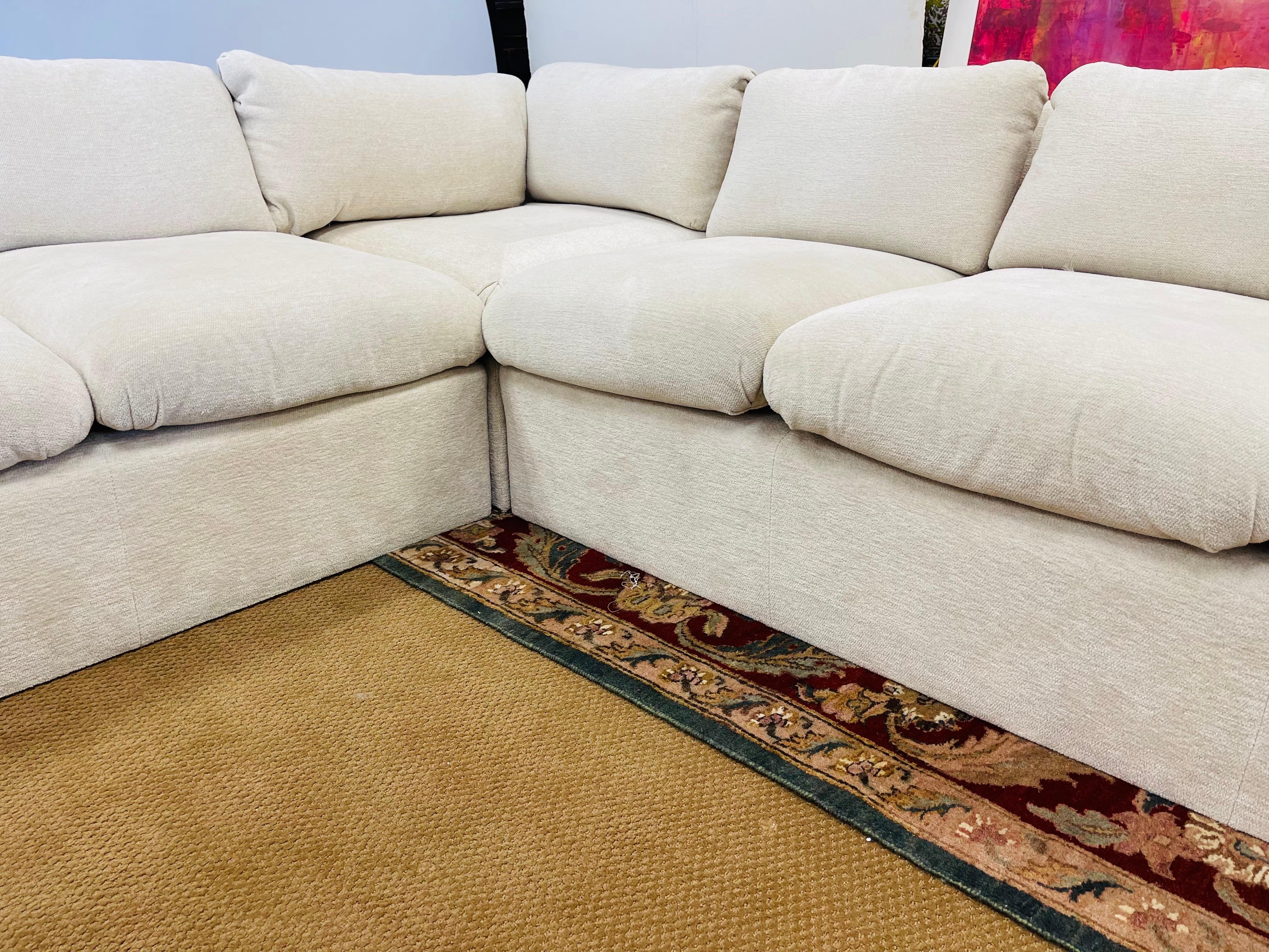 Mid-Century Modern J. Robert Scott Designer Sectional Sofa 3-Piece in L-Shape with Chenille Fabric