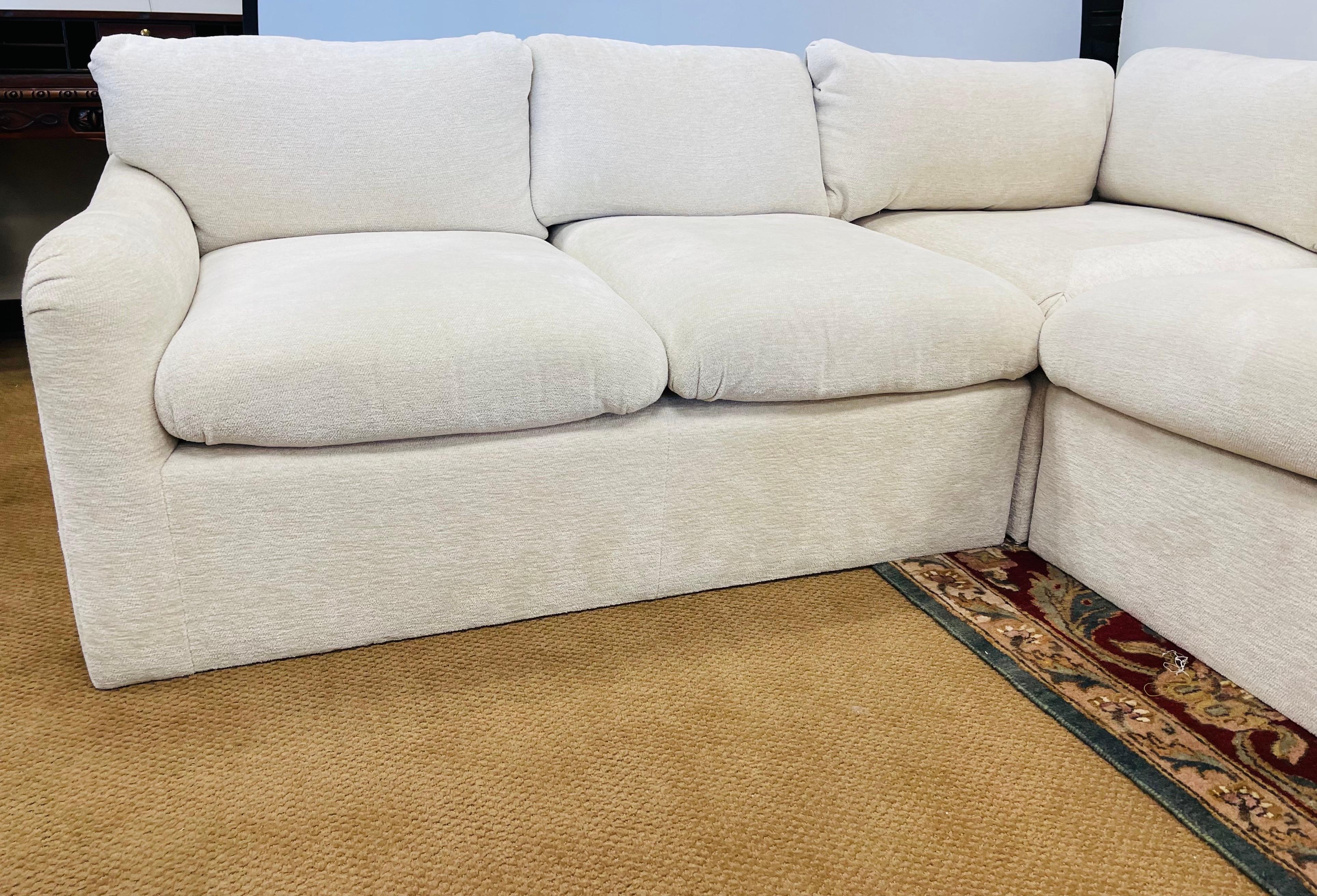 Contemporary J. Robert Scott Designer Sectional Sofa 3-Piece in L-Shape with Chenille Fabric