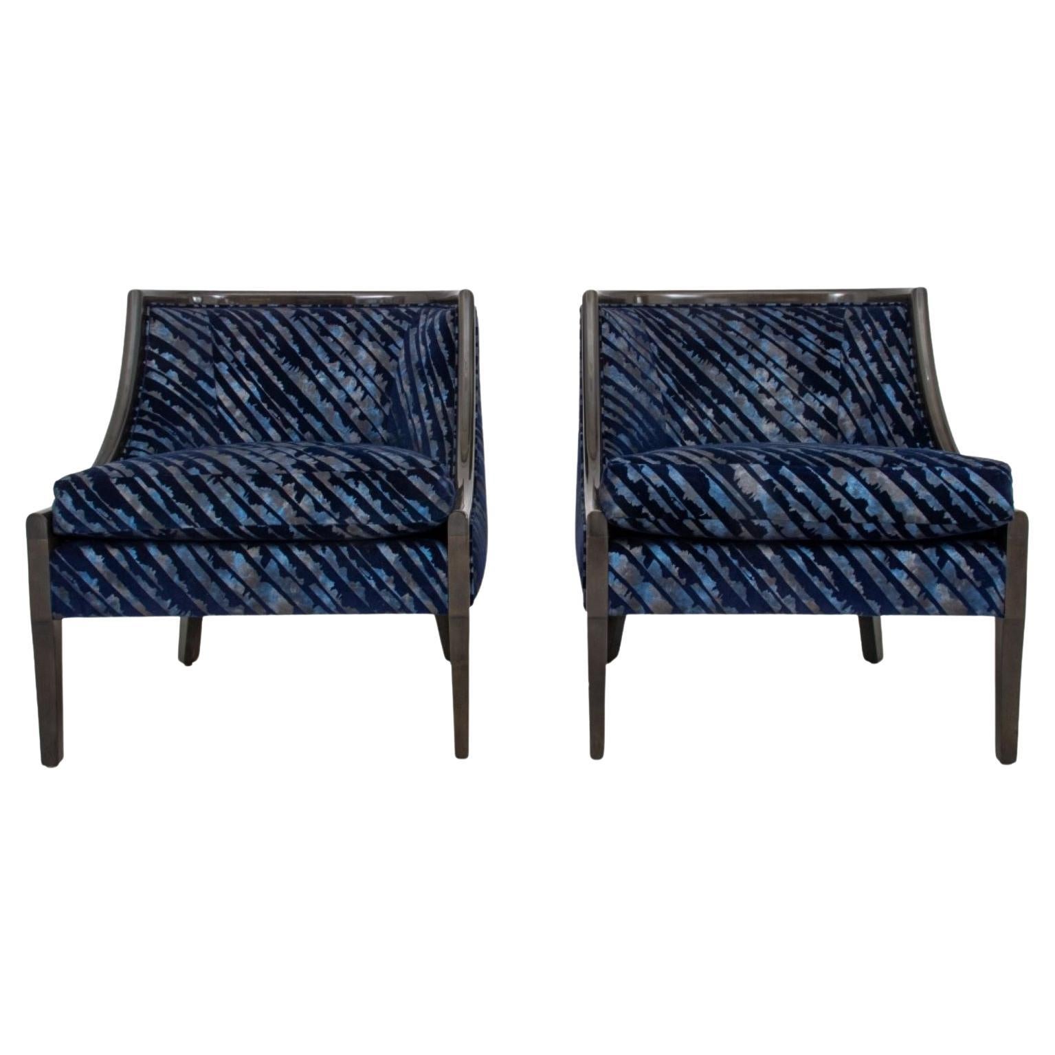 J. Robert Scott Lacquered Tub Chairs, Pair For Sale