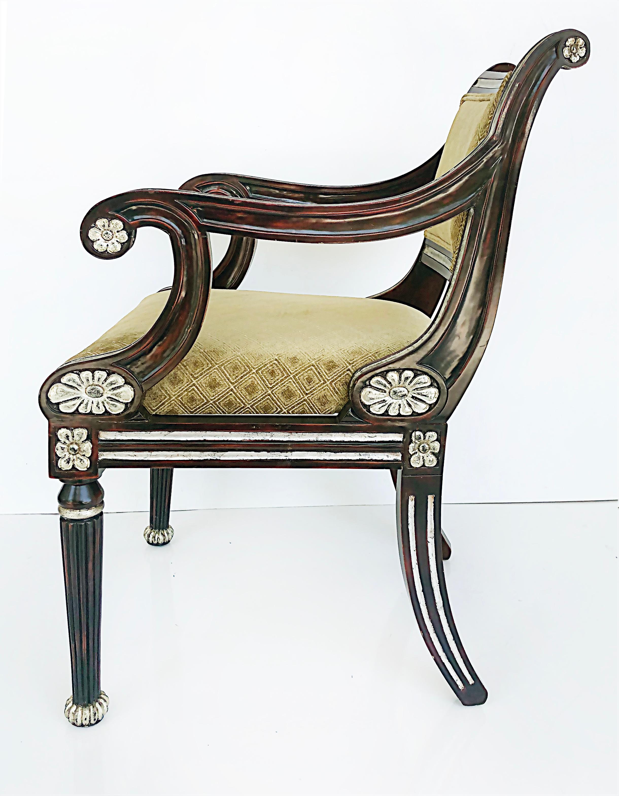  J. Robert Scott Mahogany and Silver Leaf Arm Chairs, Pair 4