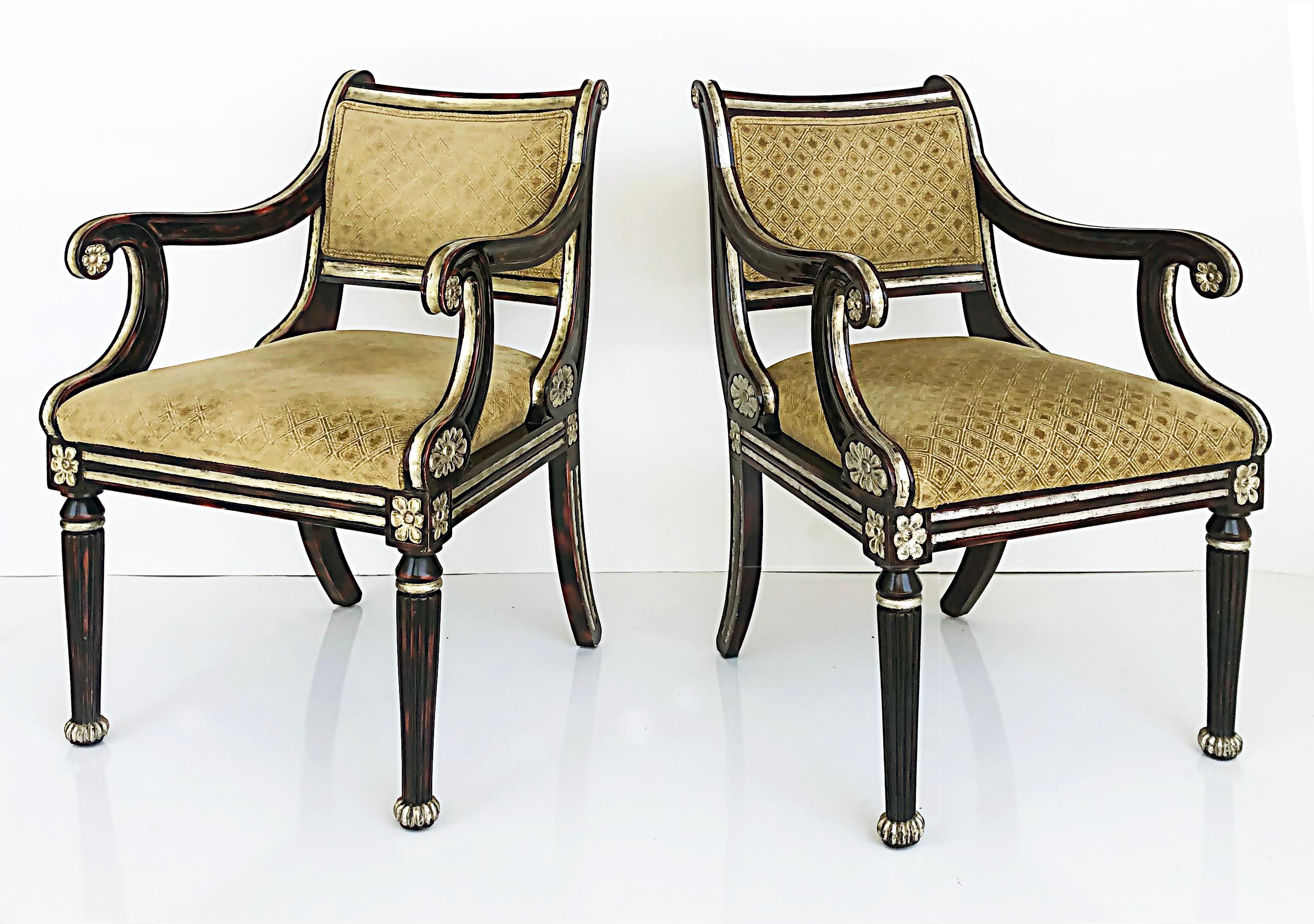  J. Robert Scott Mahogany and Silver Leaf Arm Chairs, Pair 5