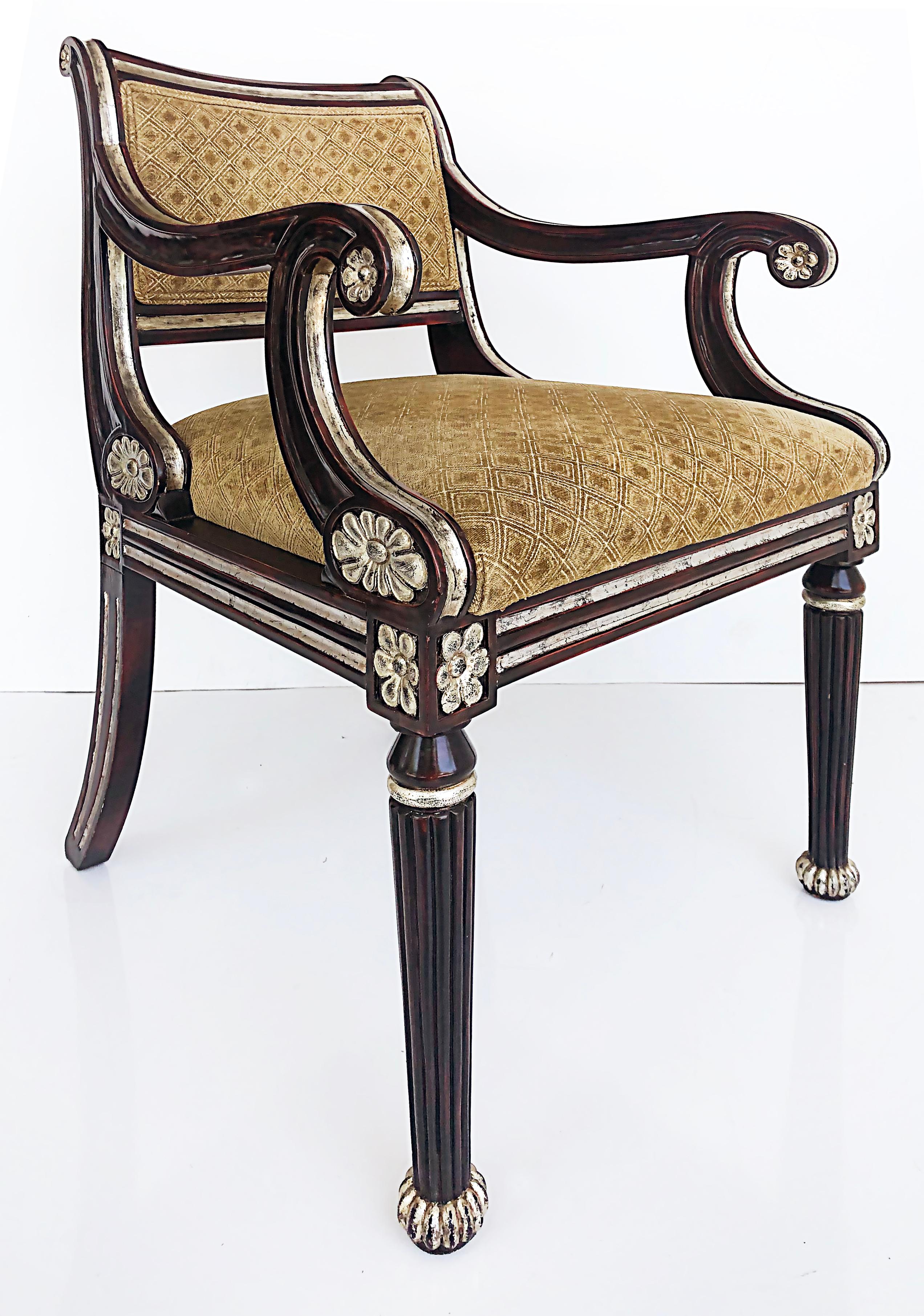  J. Robert Scott Mahogany and Silver Leaf Arm Chairs, Pair In Good Condition In Miami, FL