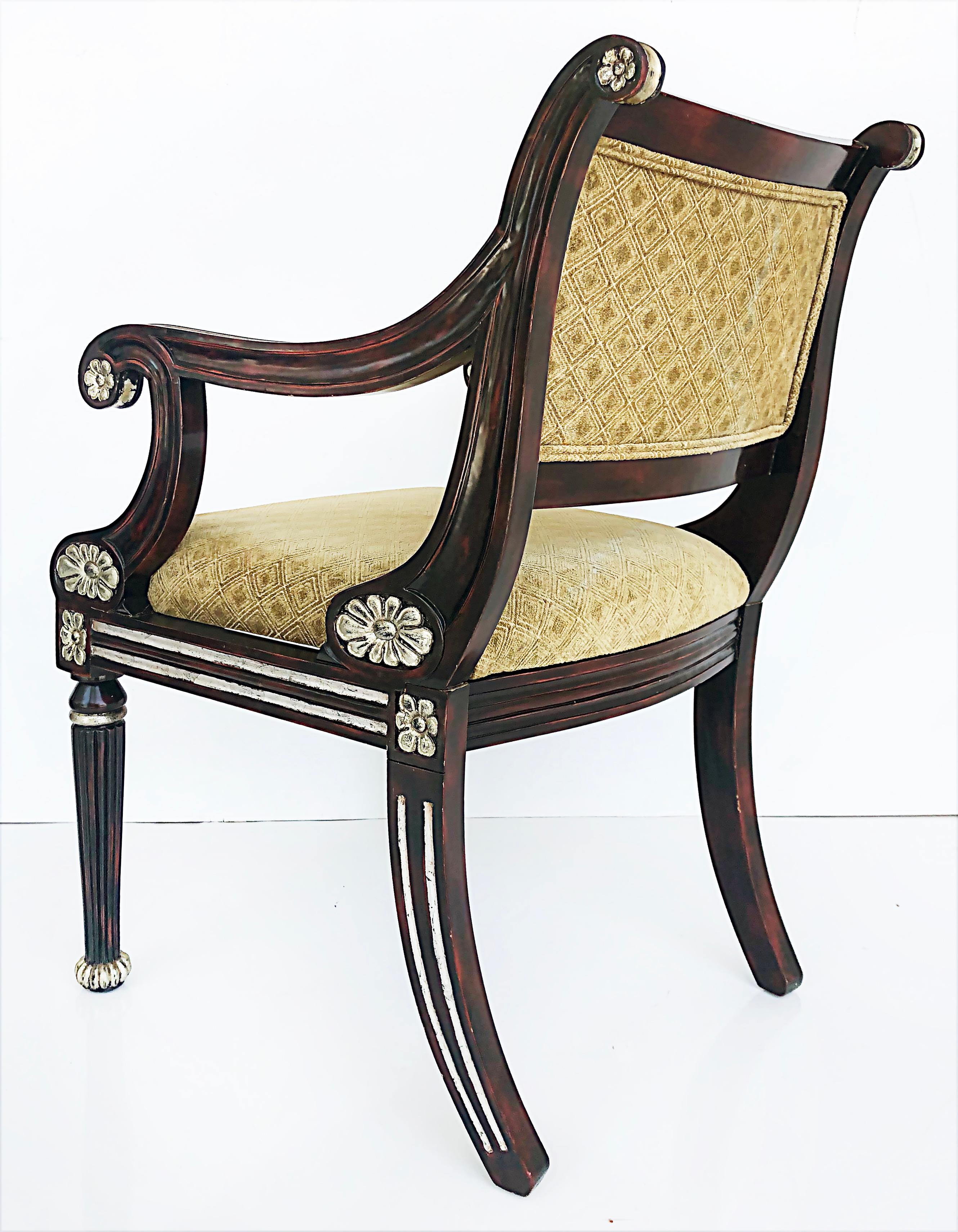  J. Robert Scott Mahogany and Silver Leaf Arm Chairs, Pair 2