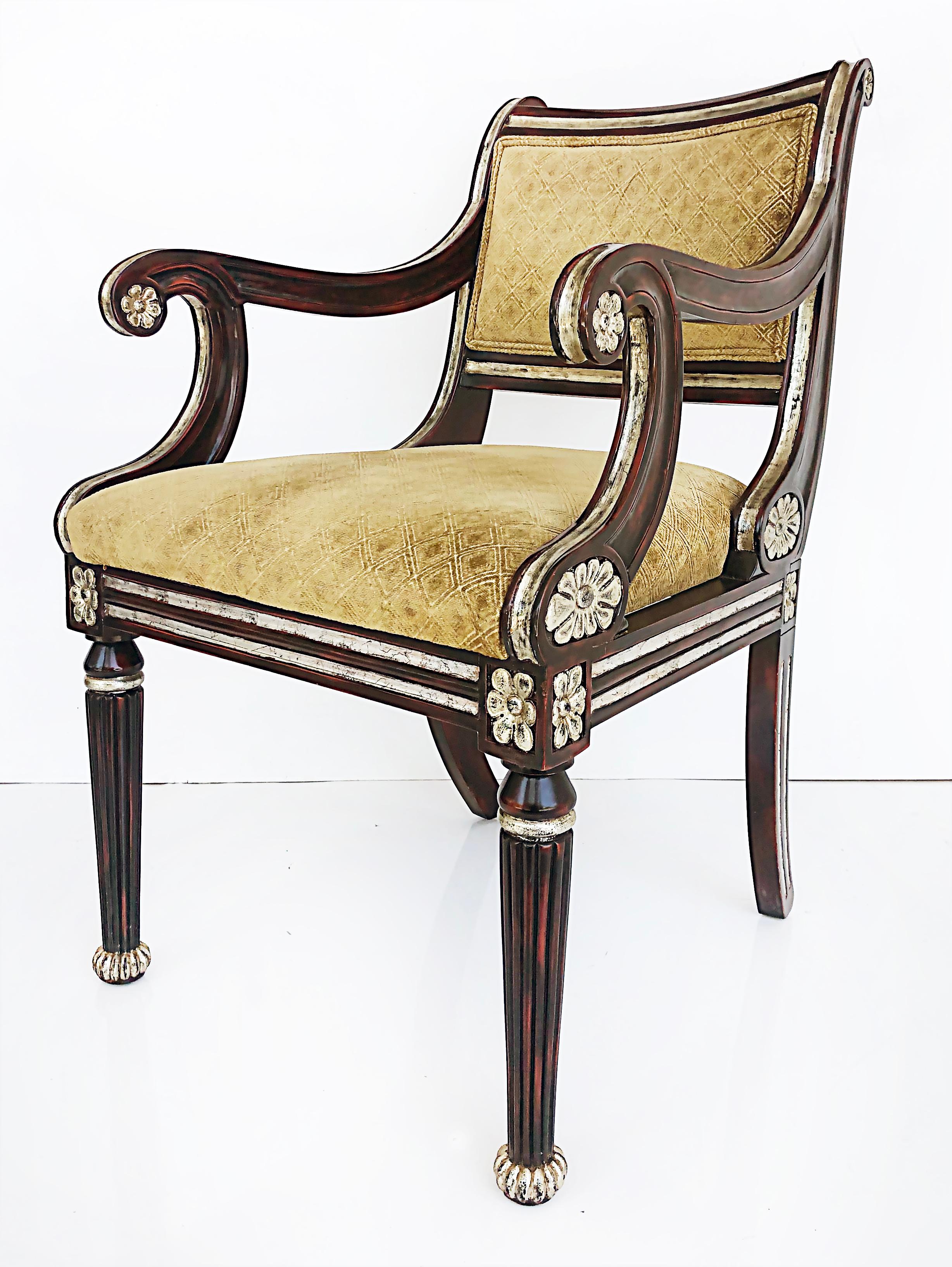  J. Robert Scott Mahogany and Silver Leaf Arm Chairs, Pair 3