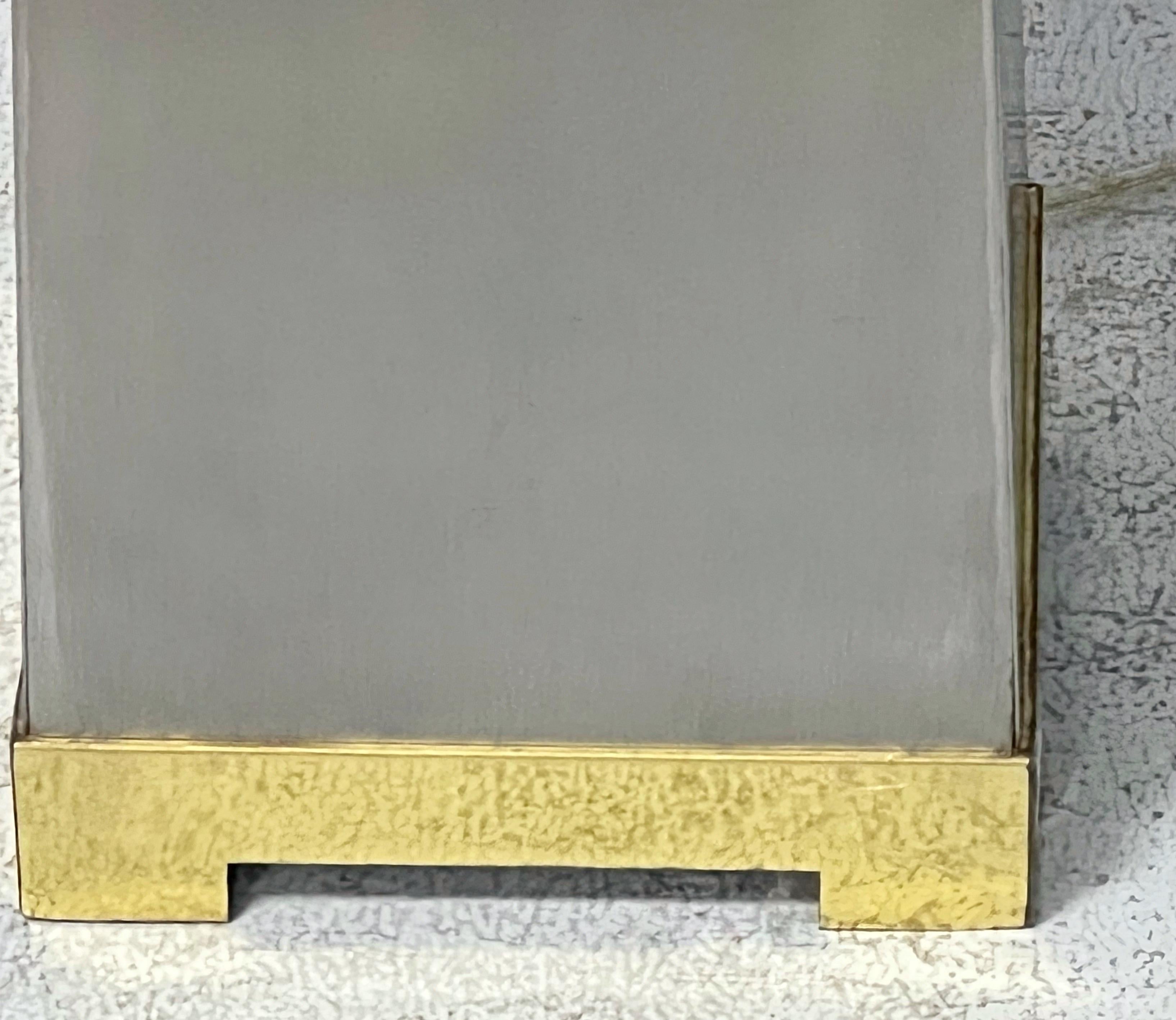J Robert Scott Pair of Iconic Lithic Brushed Steel and Brass Floor Lamps 6