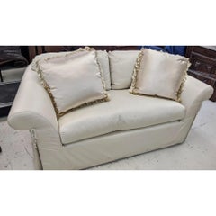 J. Robert Scott Silk Upholstered Down Filled Loveseat Sofa