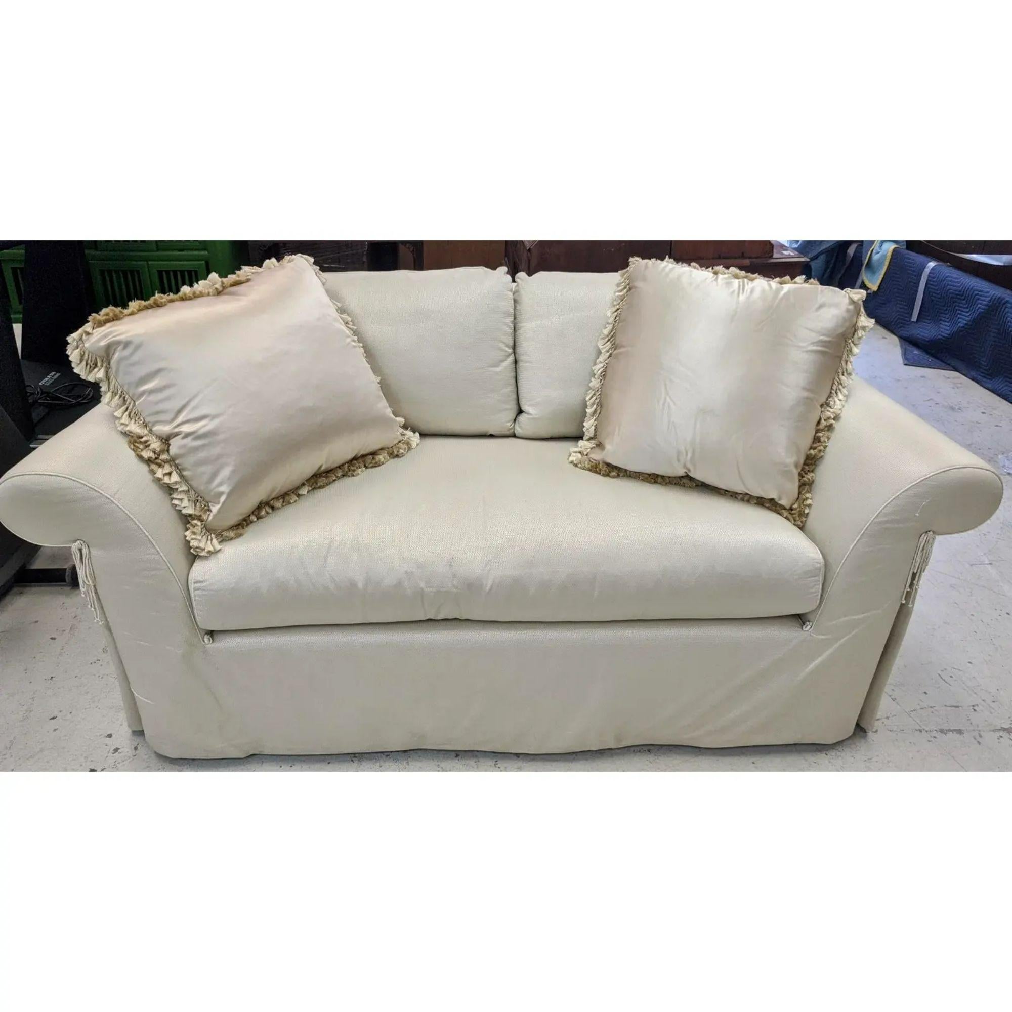 Art Deco J. Robert Scott Silk Upholstered Down Filled Loveseat Sofa