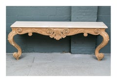 J. Robert Scott Stone Top Wall Mount Console With Carved Wood Frame