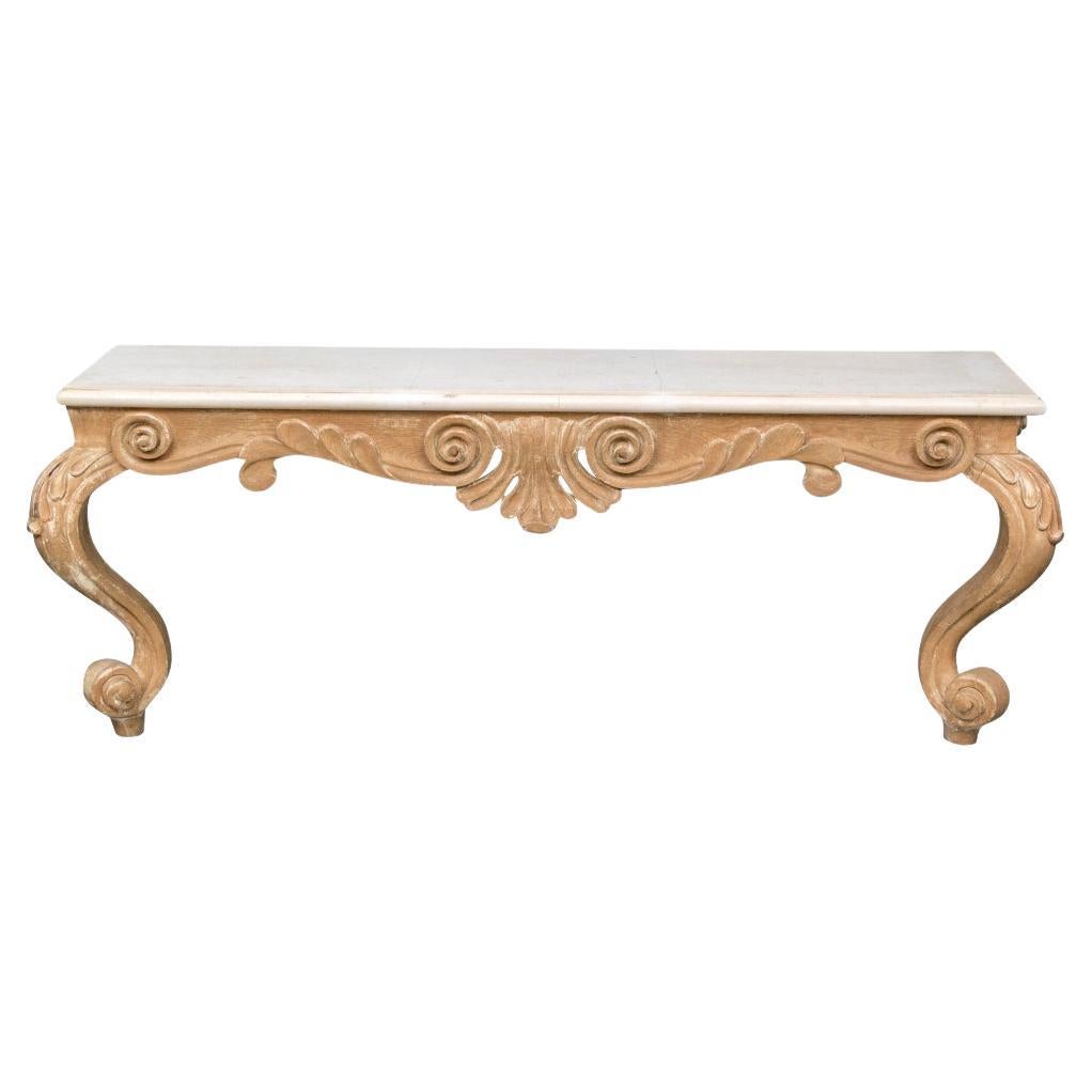 J. Robert Scott Stone Top Wall Mount Console With Carved Wood Frame For Sale