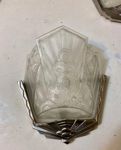 J Robert Signed Pair of French Art Deco Sconces