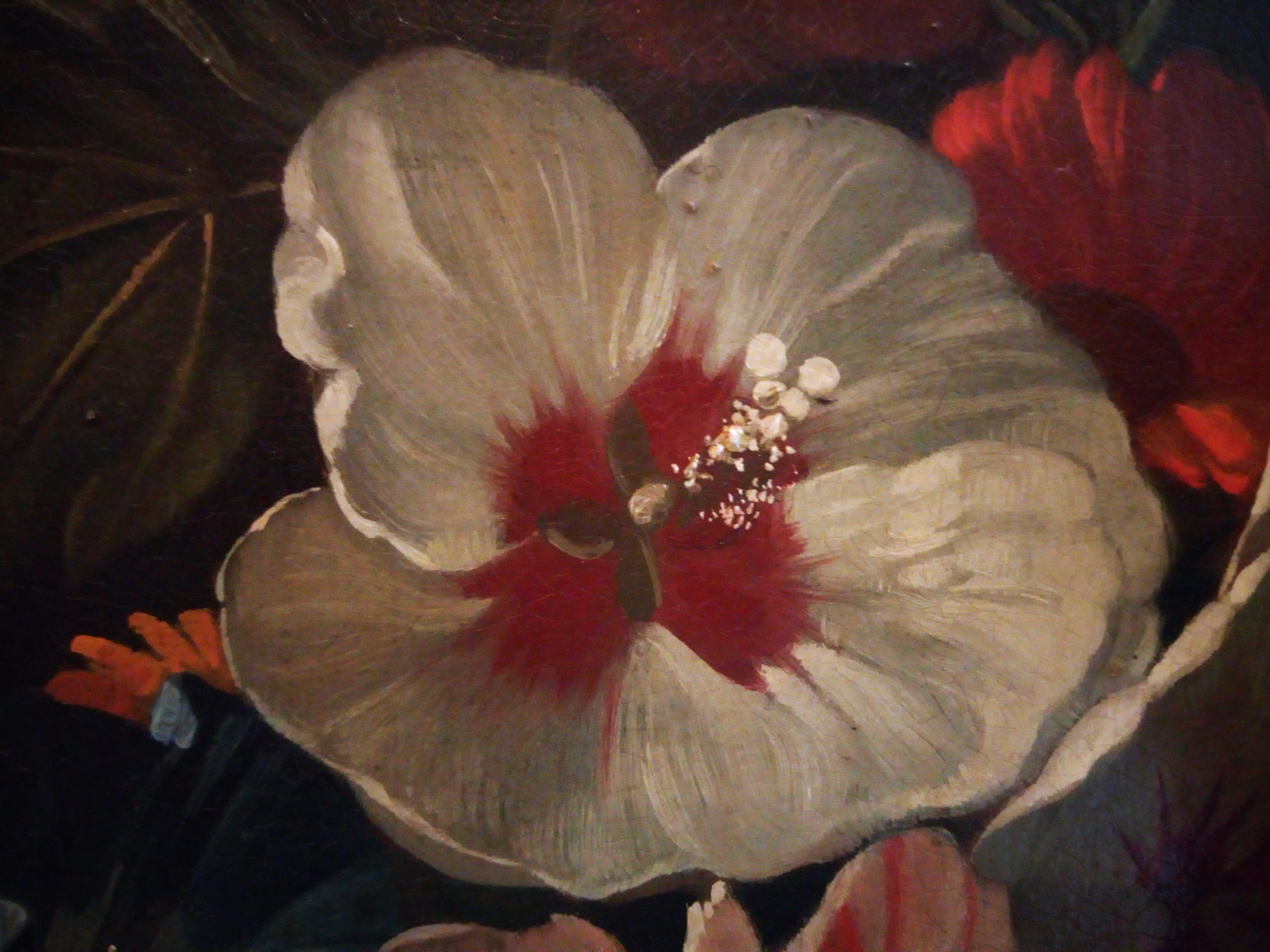 FLOWERS - Italian still life oil on canvas painting, J. Robis For Sale 1