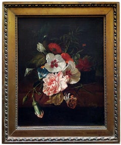 FLOWERS - Italian still life oil on canvas painting, J. Robis