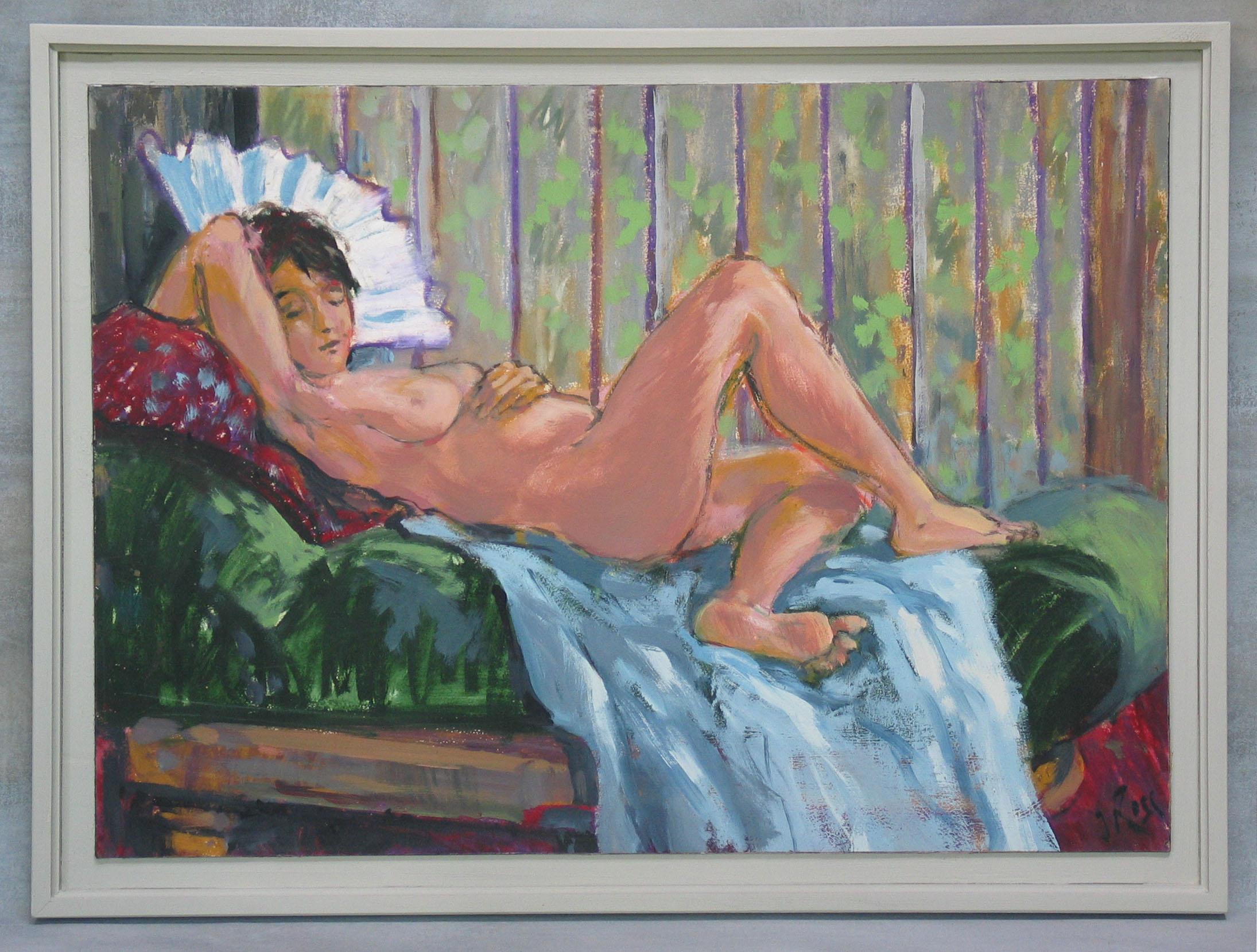 Expressionist J. Ross Reclining Nude American, circa 1970 For Sale