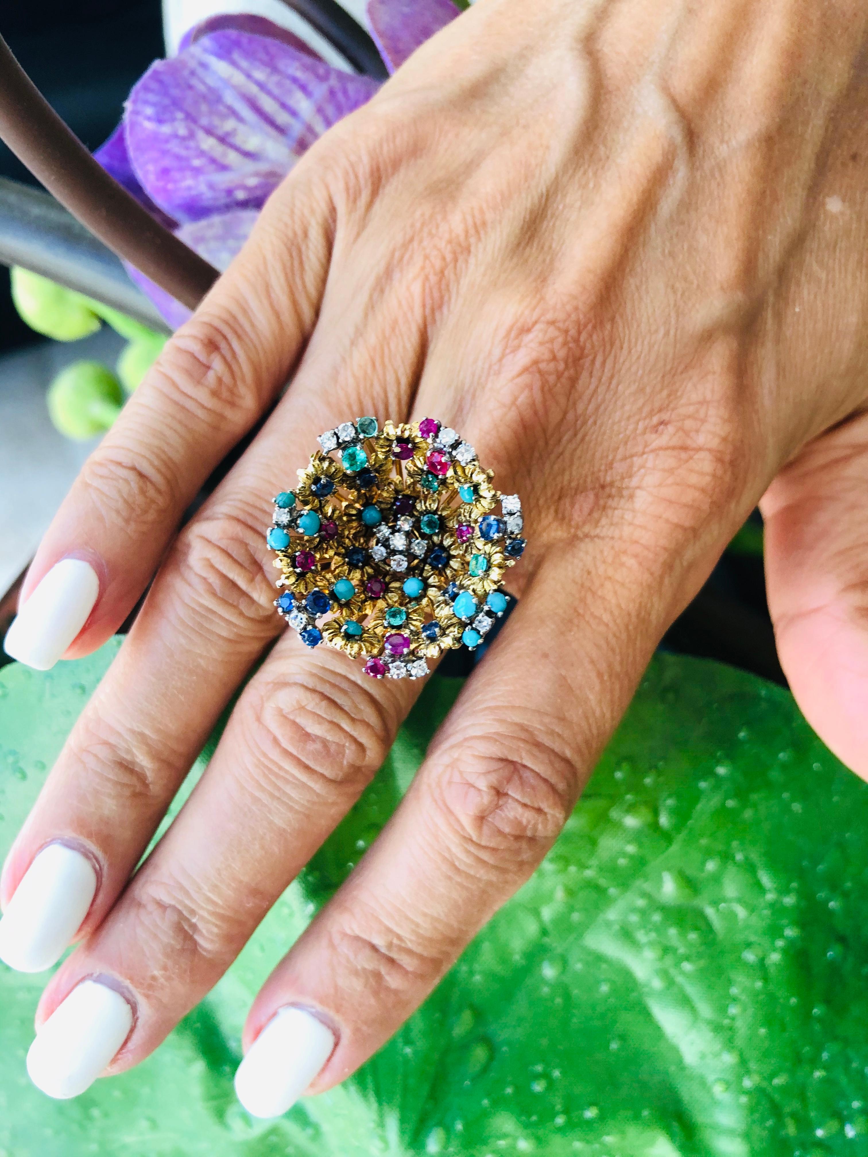 Women's J Rossi 18 Karat Multi Gem and Diamond Ring