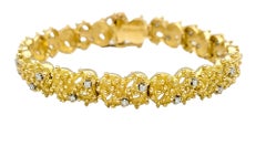J. Rossi Diamond Link Bracelet with Granulated Design in 18 Karat Yellow Gold