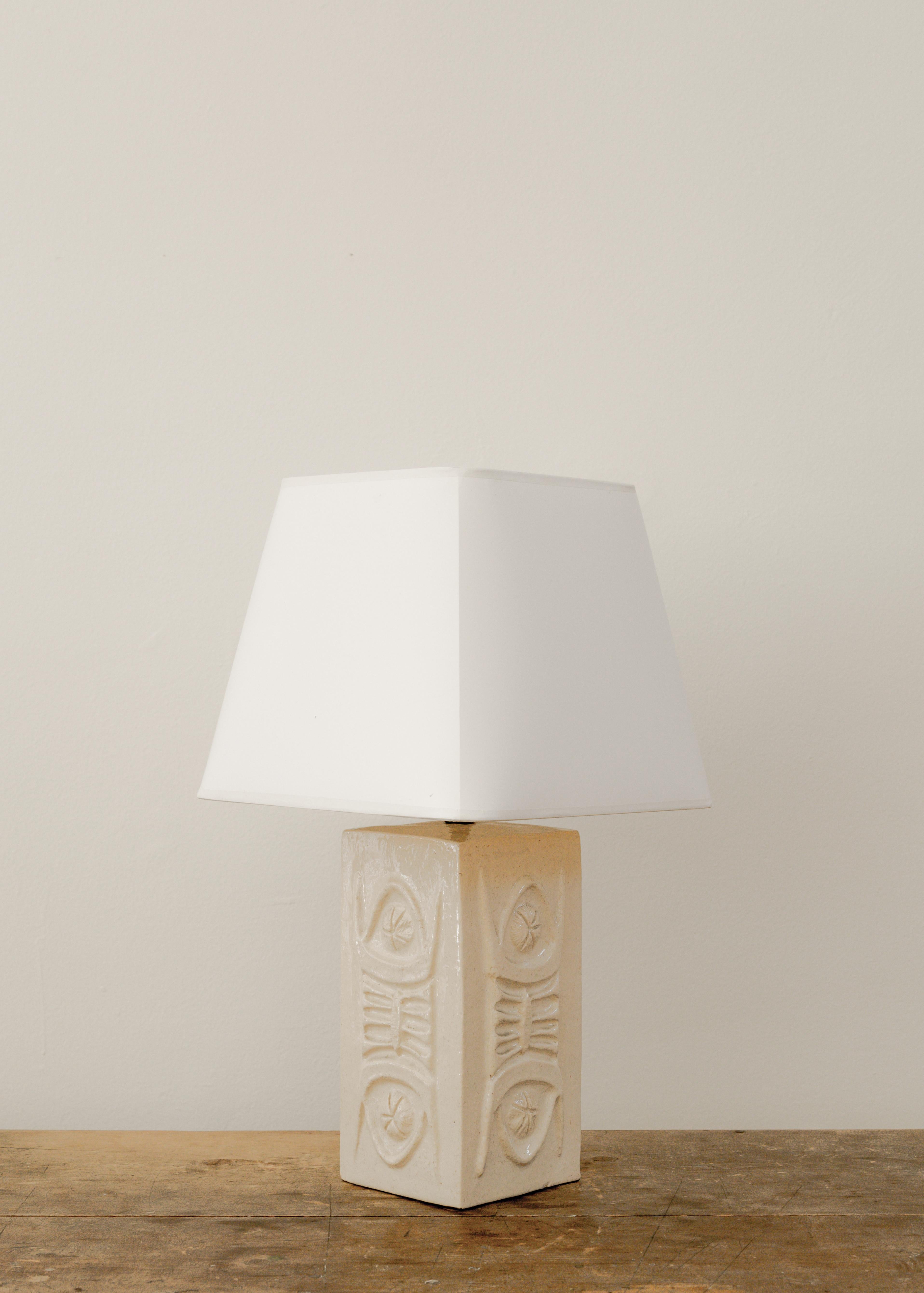 J. Rulo  Fossil Relief Ceramic Table Lamp In Good Condition In West Hollywood, CA