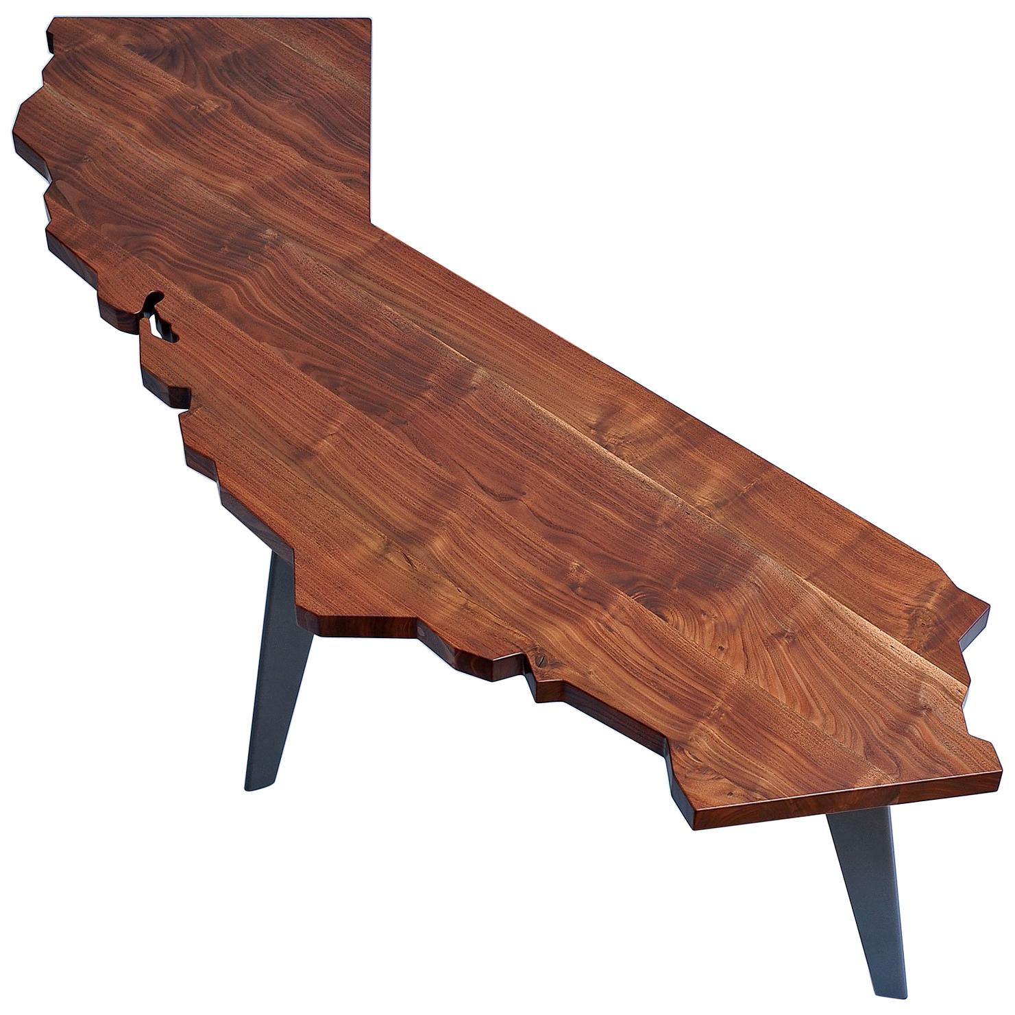 J. Rusten Studio-crafted California Shaped Desk from Salvaged CA Claro Walnut  For Sale