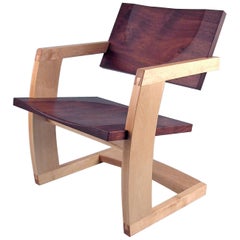 J. Rusten Studio-crafted Palo Alto Cantilevered Lounge Chair in Walnut and Maple