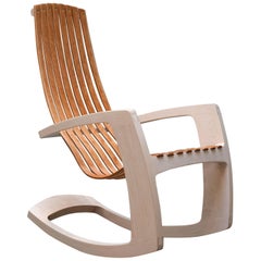 J. Rusten Studio-Crafted Sculptural Modern Rocking Chair in Maple and Cherry