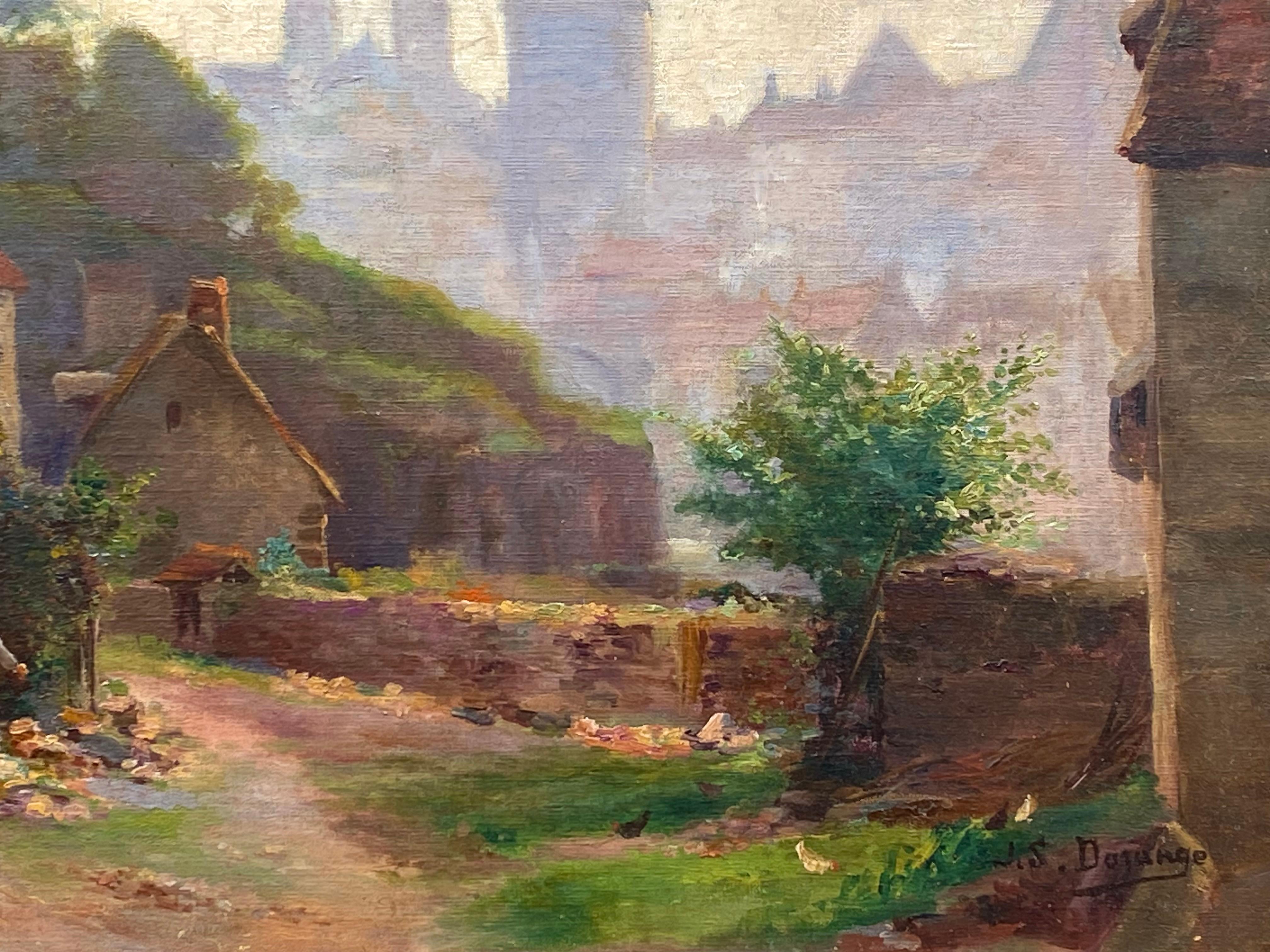 Pintura al óleo sobre lienzo muy bien ejecutada de una vista de la campiña francesa por J.S. Dorange. Firmado abajo a la derecha. El estado es muy bueno. Alrededor de 1920.  El estilo es académico con un estilo pictórico más impresionista para el