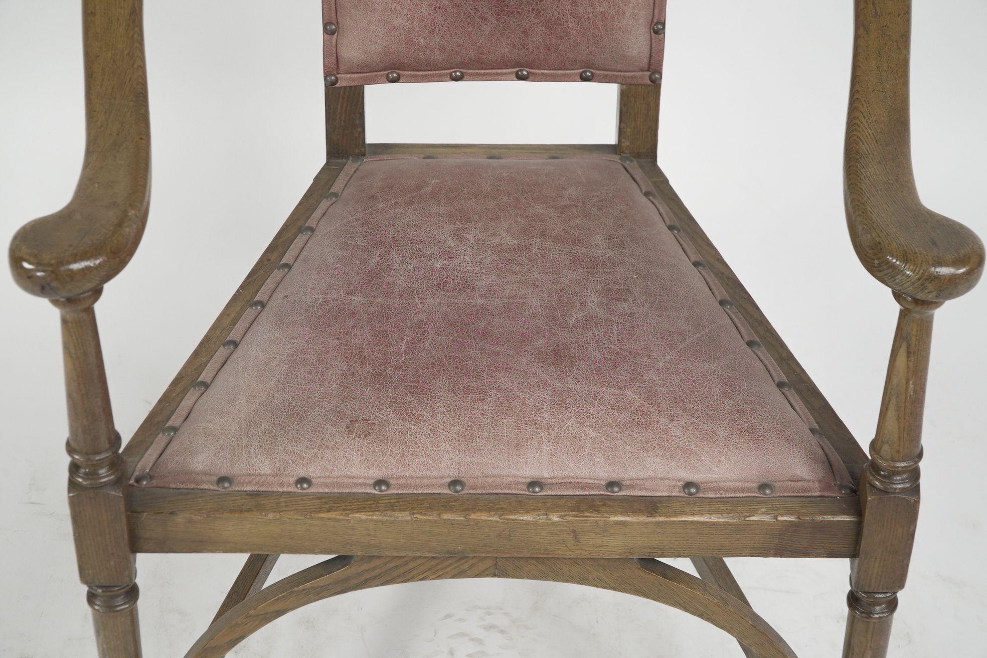 J S Henry. An ash Arts & Crafts armchair with an elongated back & curled ears For Sale 4
