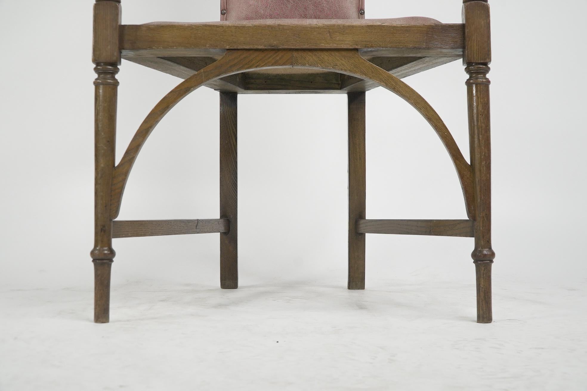 J S Henry. An ash Arts & Crafts armchair with an elongated back & curled ears For Sale 7
